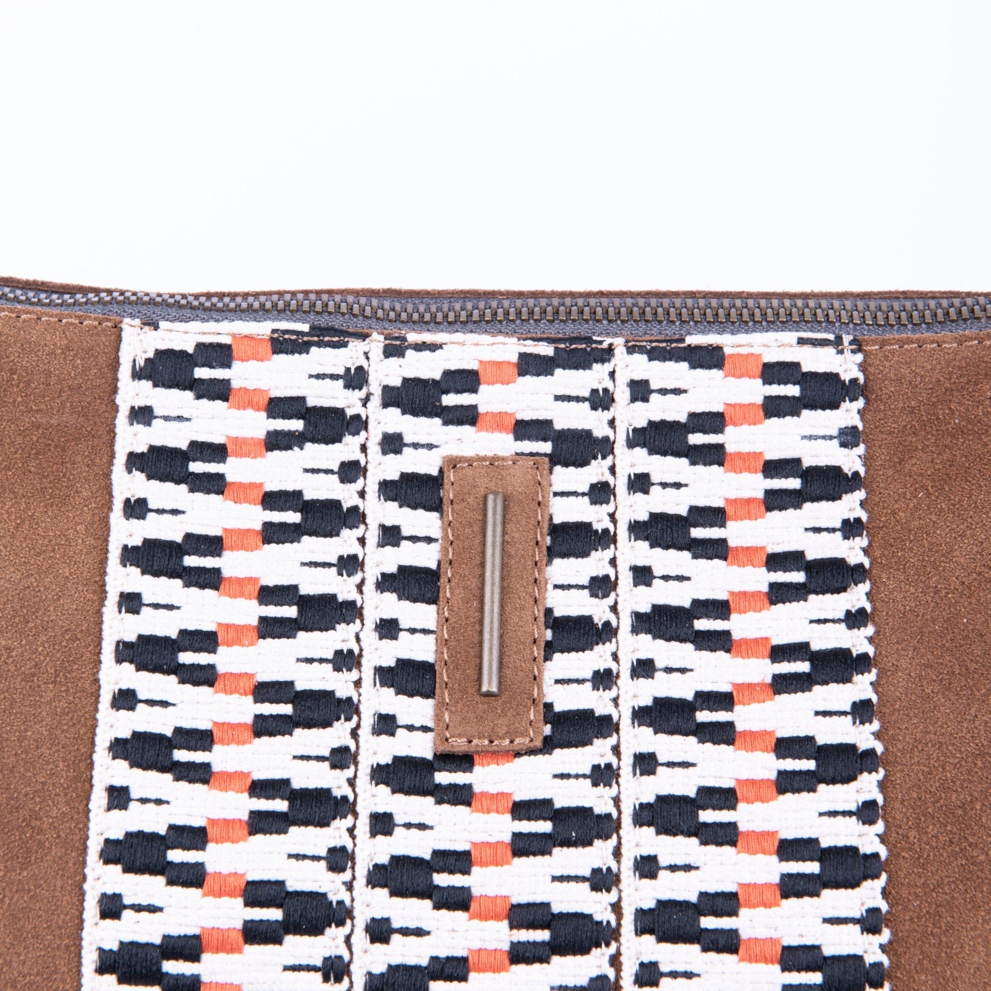 Ester camoscio+nastro boho cuoio - piattina a tracolla in pelle marrone - Marta Ray