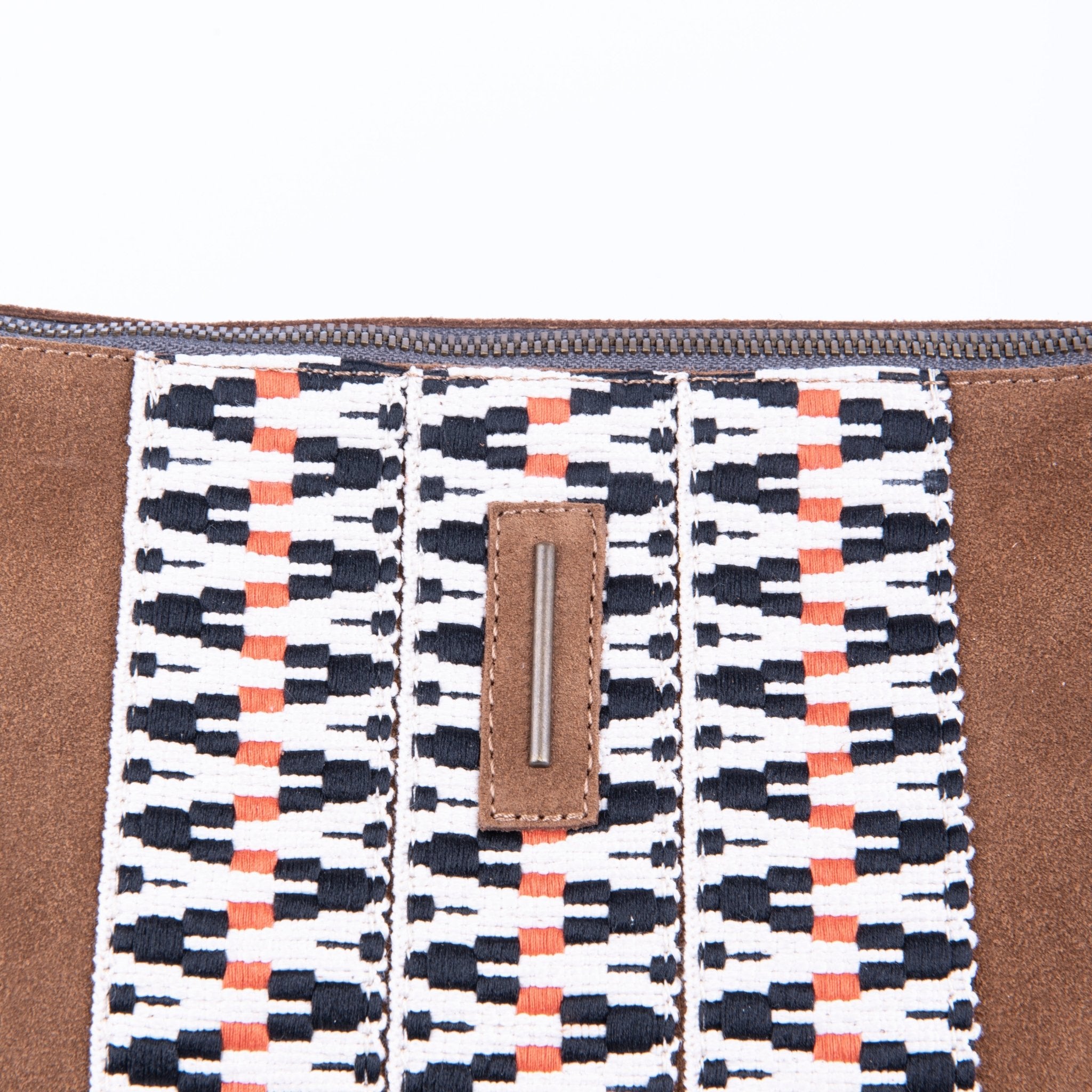 Ester camoscio+nastro boho cuoio - piattina a tracolla in pelle marrone - Marta Ray