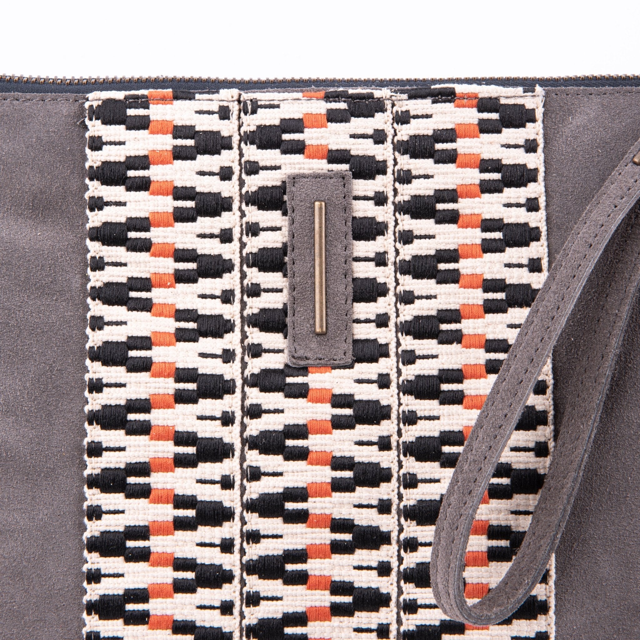 Ester camoscio+nastro boho dark grey - piattina a tracolla in pelle grigia - Marta Ray