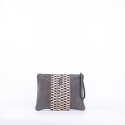 Ester camoscio+nastro boho dark grey - piattina a tracolla in pelle grigia - Marta Ray