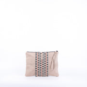 Ester camoscio+nastro boho naturale- piattina a tracolla in pelle beige - Marta Ray