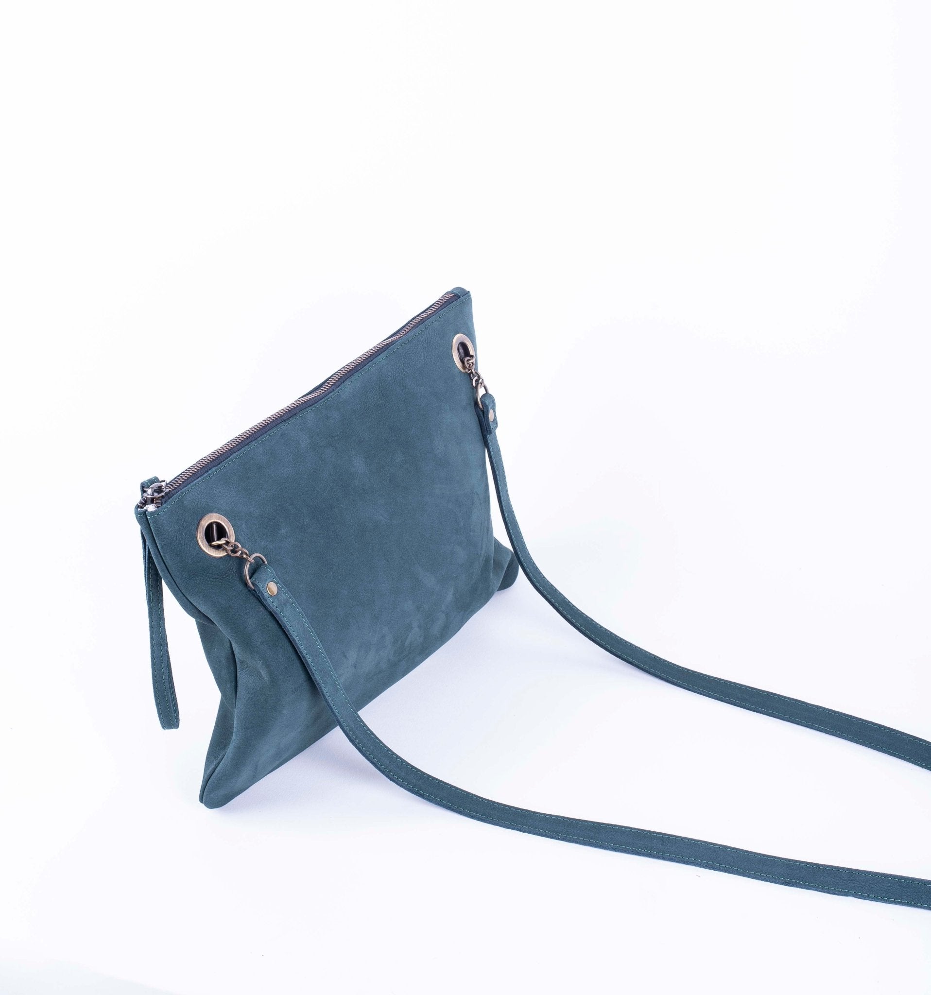 Ester long beach ottanio - piattina a tracolla in pelle blu - Marta Ray