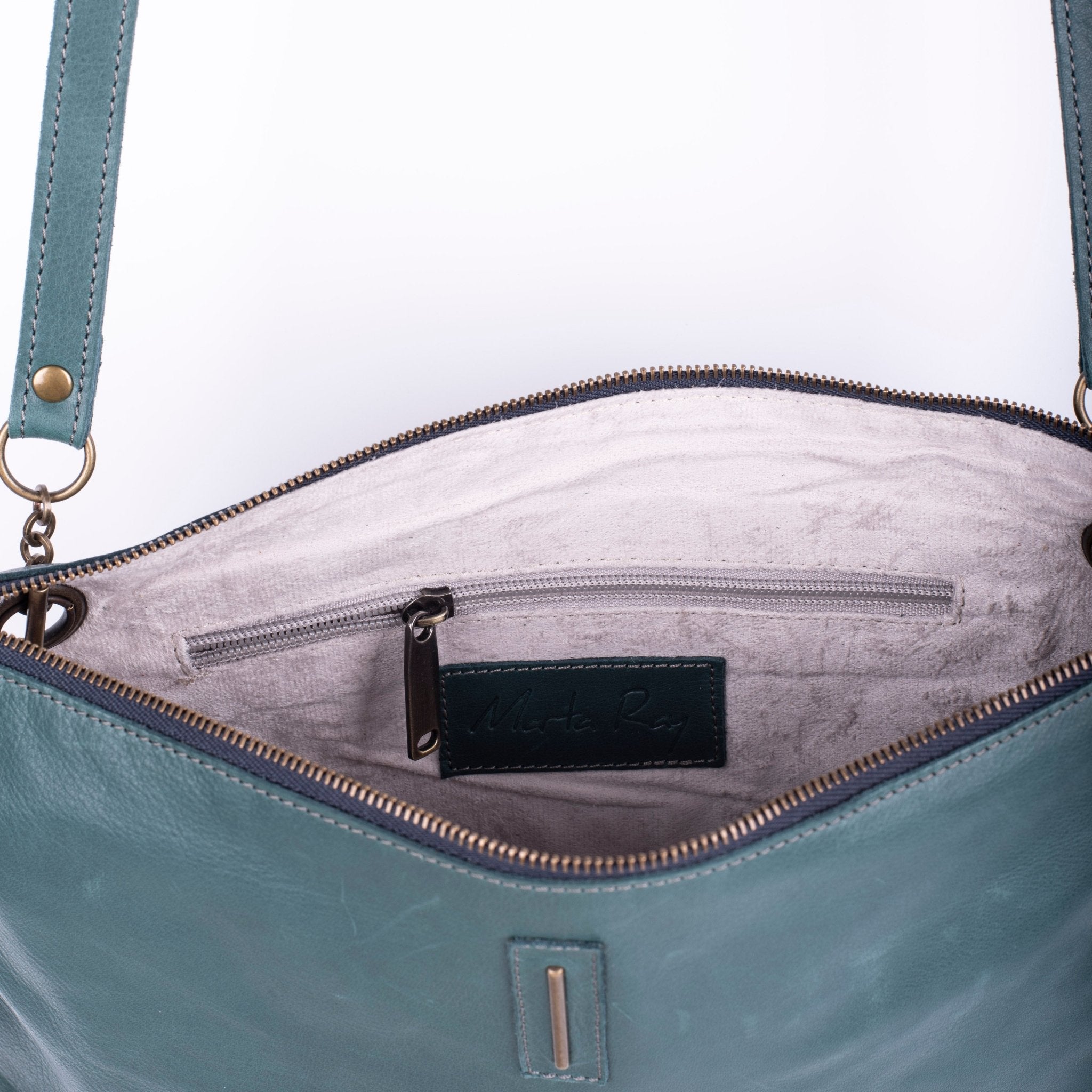 Ester mousse cardo marino - pochette in pelle verde - Marta Ray