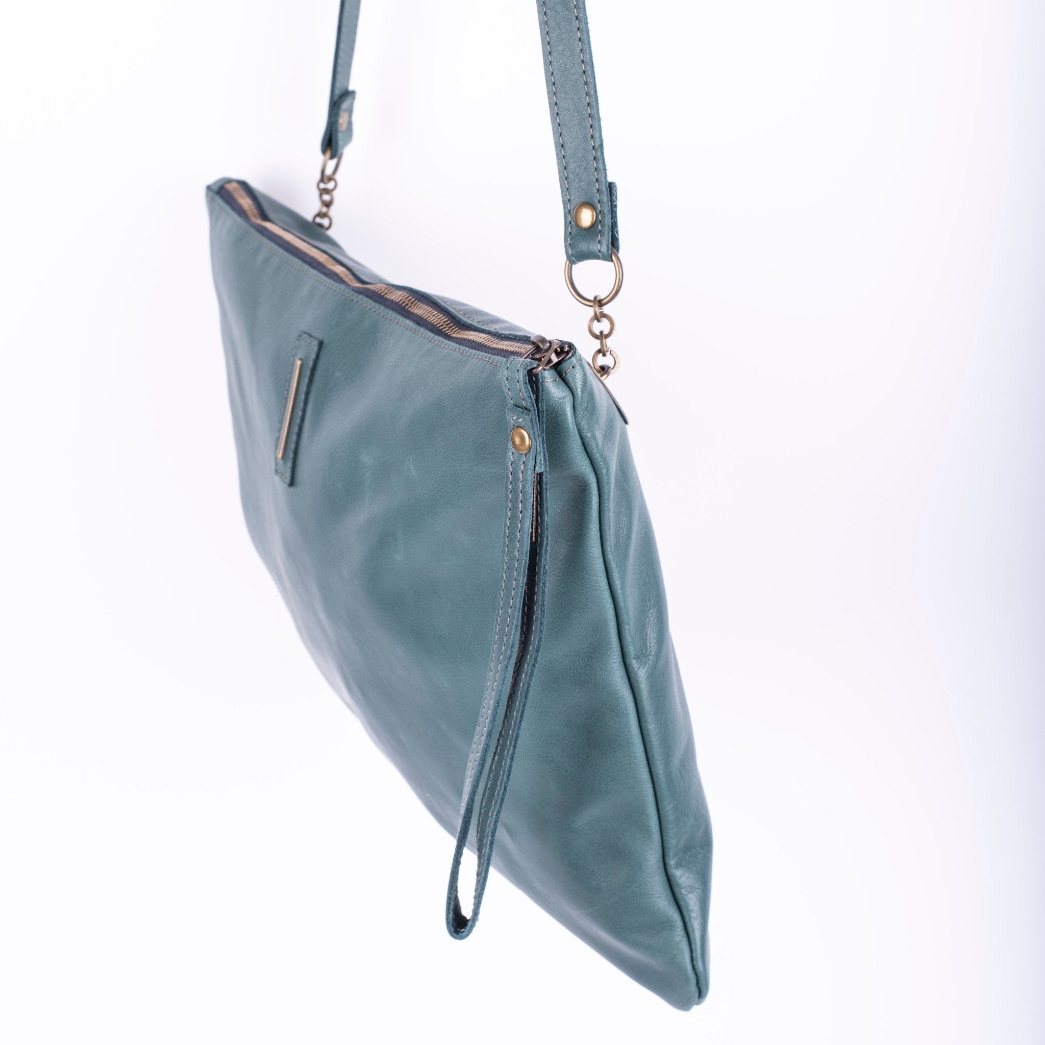 Ester mousse cardo marino - pochette in pelle verde - Marta Ray