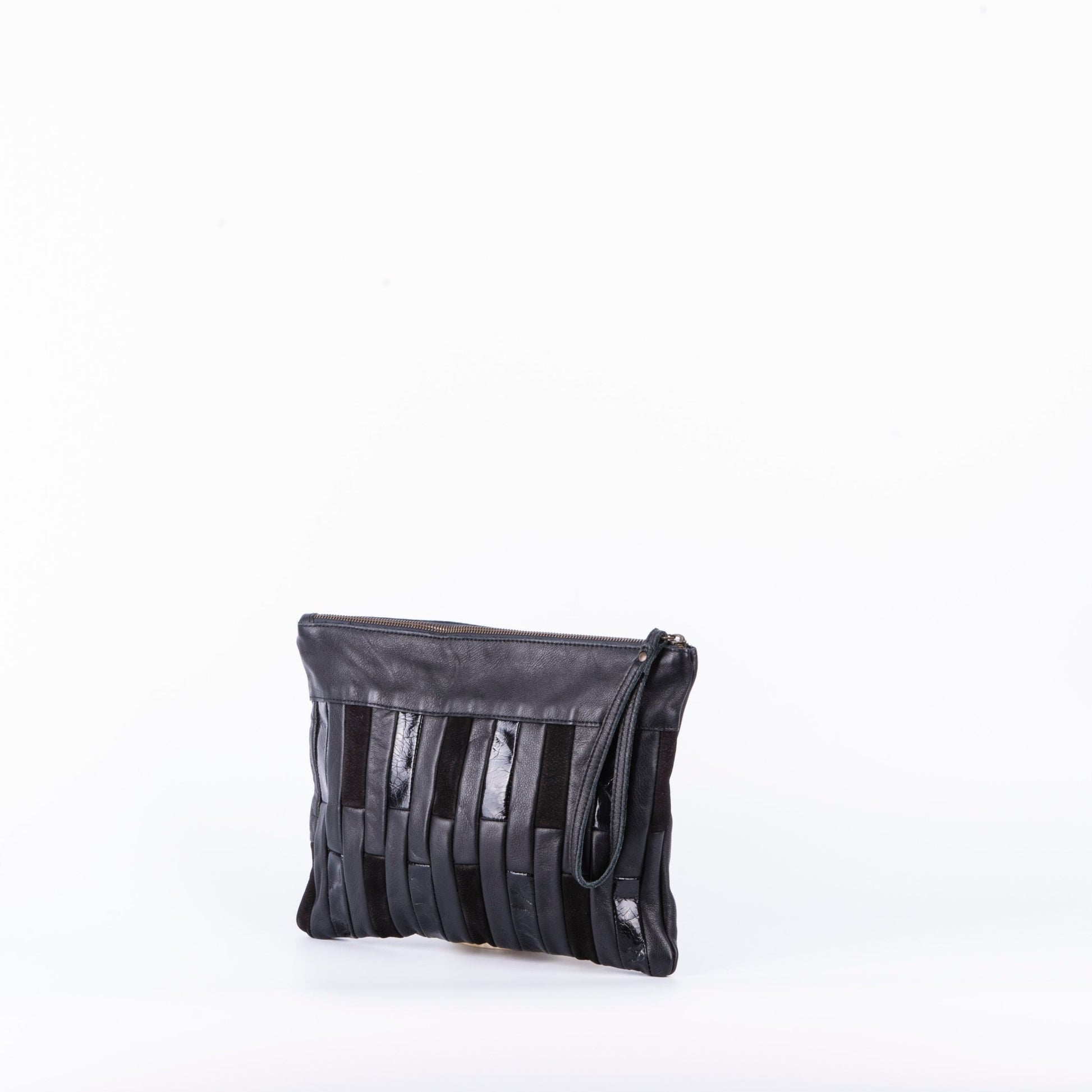 Ester patch nero - piattina a tracolla in pelle nera - Marta Ray
