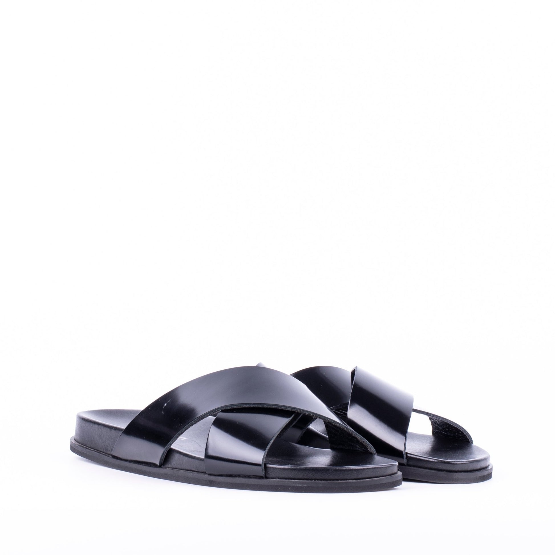 Ex-IT W1918 - ciabattina con fasce incrociate in pelle lucida nera - Marta Ray
