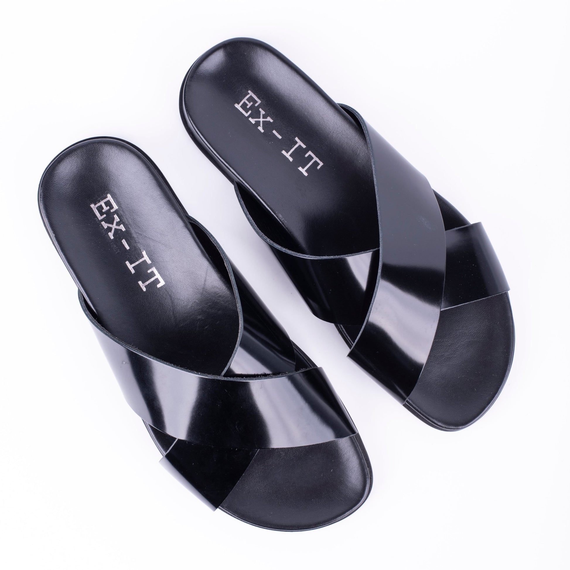 Ex-IT W1918 - ciabattina con fasce incrociate in pelle lucida nera - Marta Ray