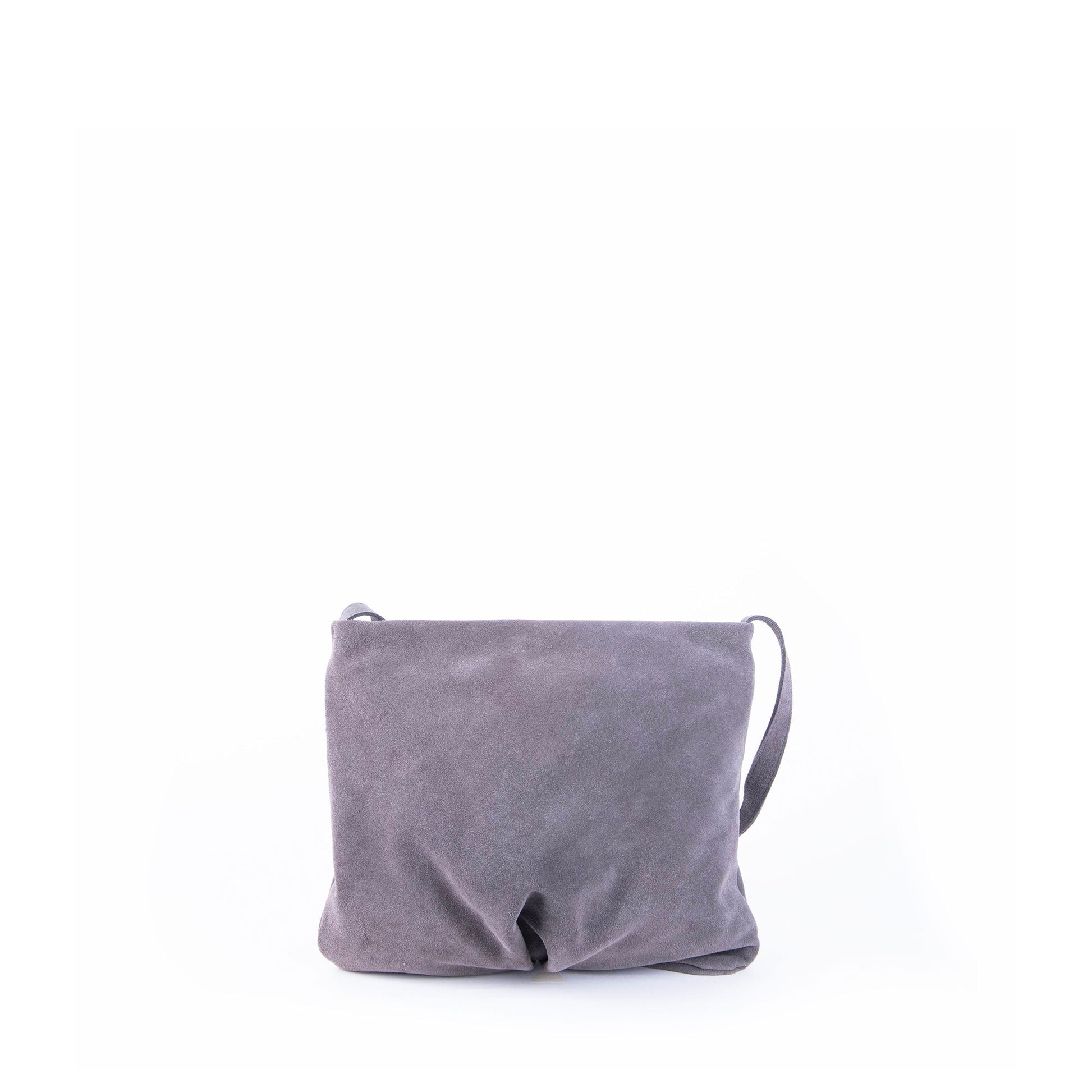Fleta camoscio dark grey - piattina a tracolla in pelle grigia - Marta Ray