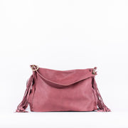 Floe mousse amaranto - borsa frangie a spalla in pelle bordo - Marta Ray