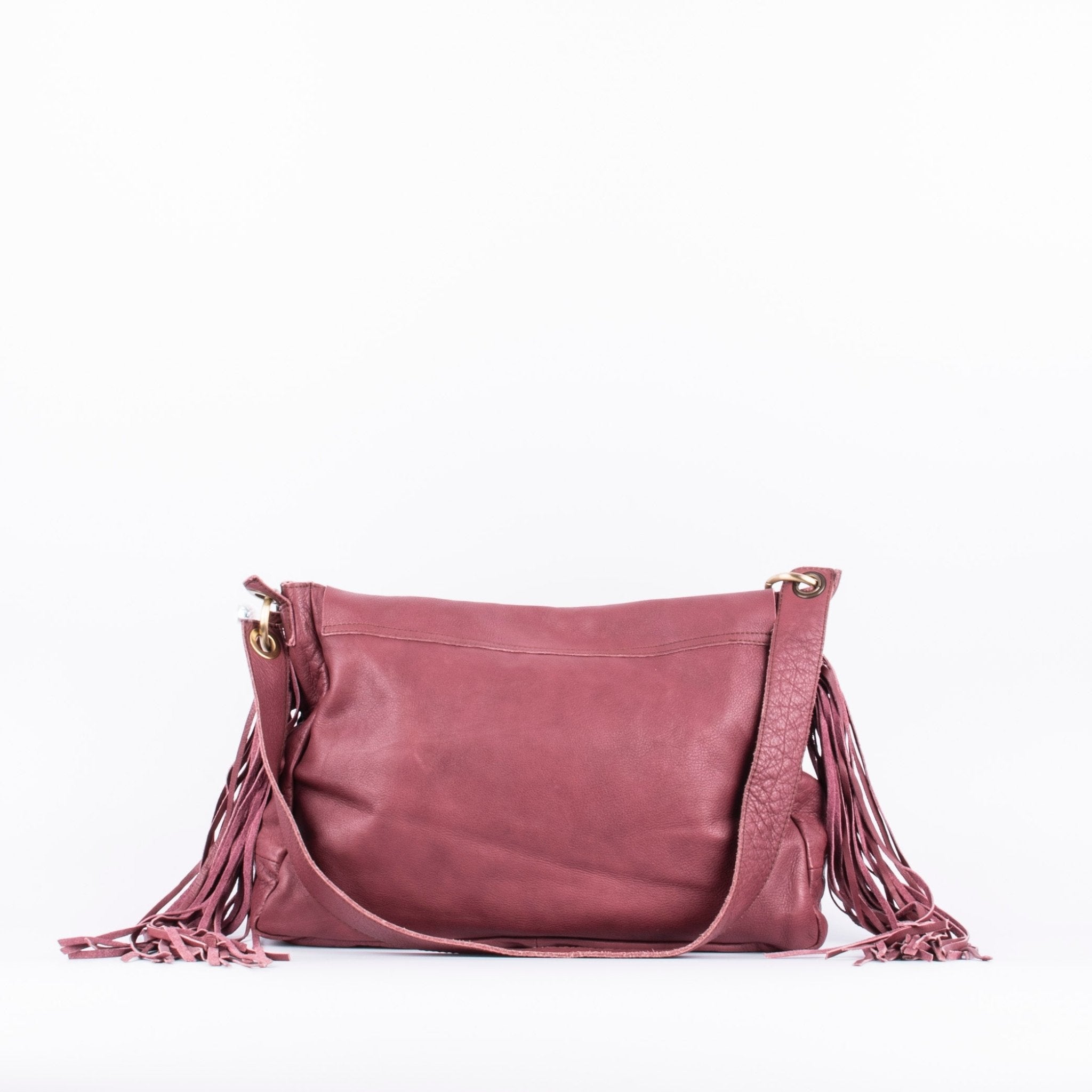 Floe mousse amaranto - borsa frangie a spalla in pelle bordo - Marta Ray