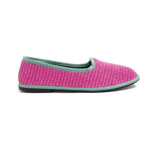 Friulana sacchetto rafia fucsia nastro giada - Marta Ray