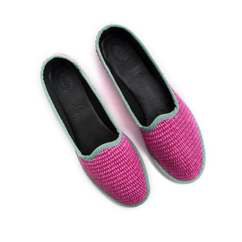 Friulana sacchetto rafia fucsia nastro giada - Marta Ray