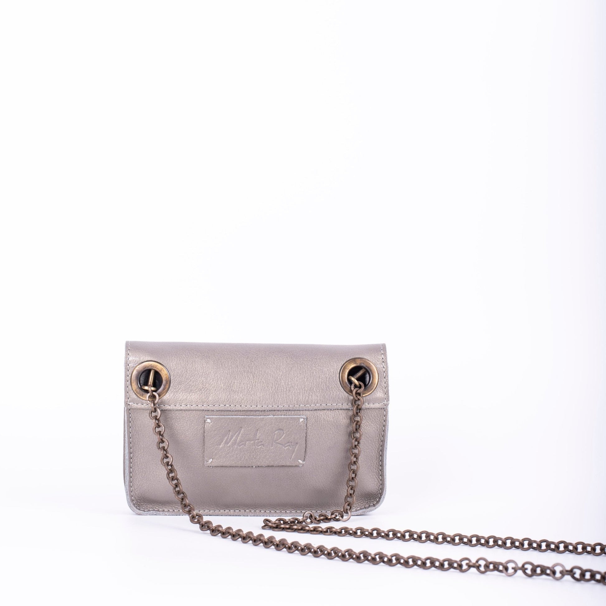 Funny mousse perlato canna di fucile - pochette in pelle argentata - Marta Ray