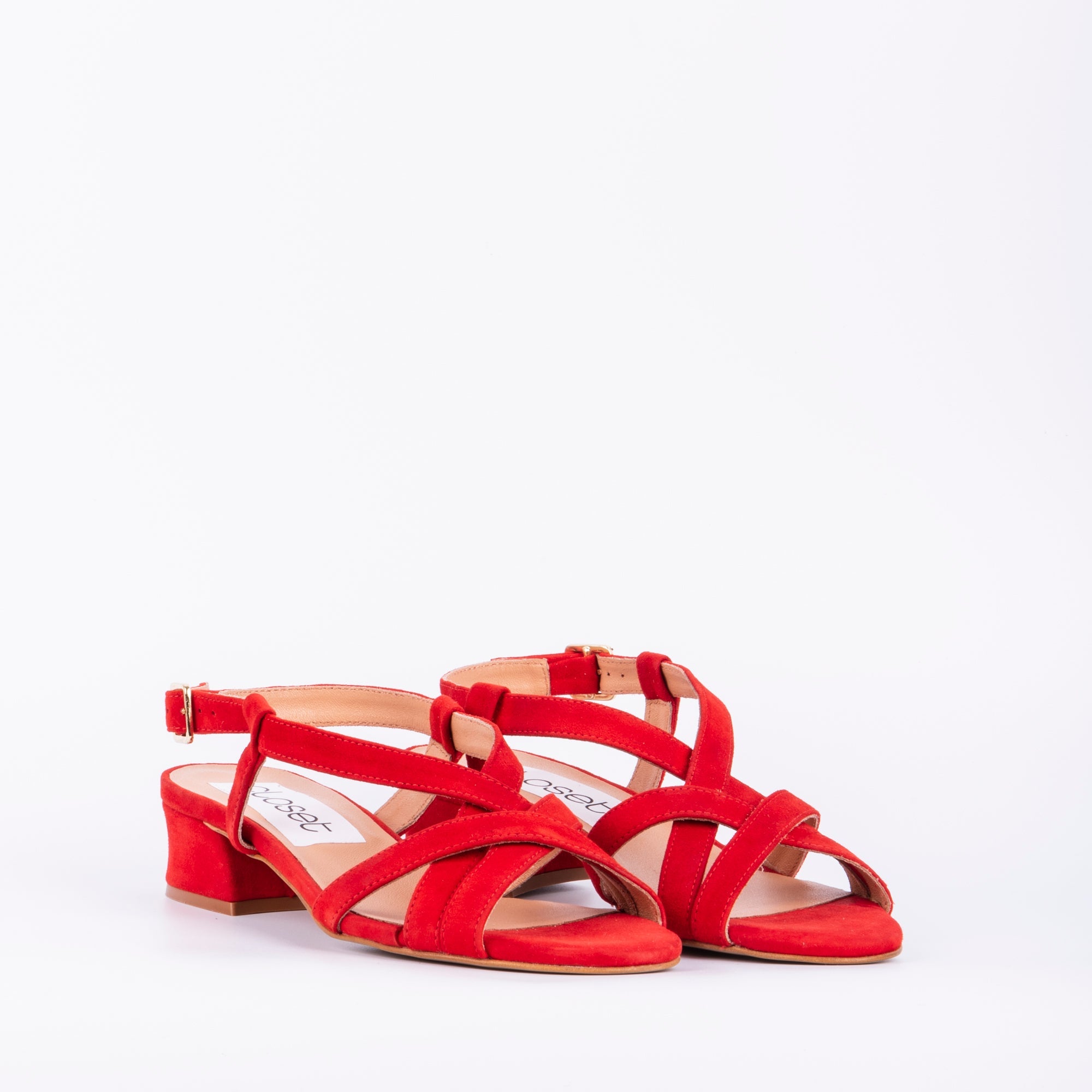 Giorgia camoscio rosso - sandalo aperto in pelle rossa - Marta Ray