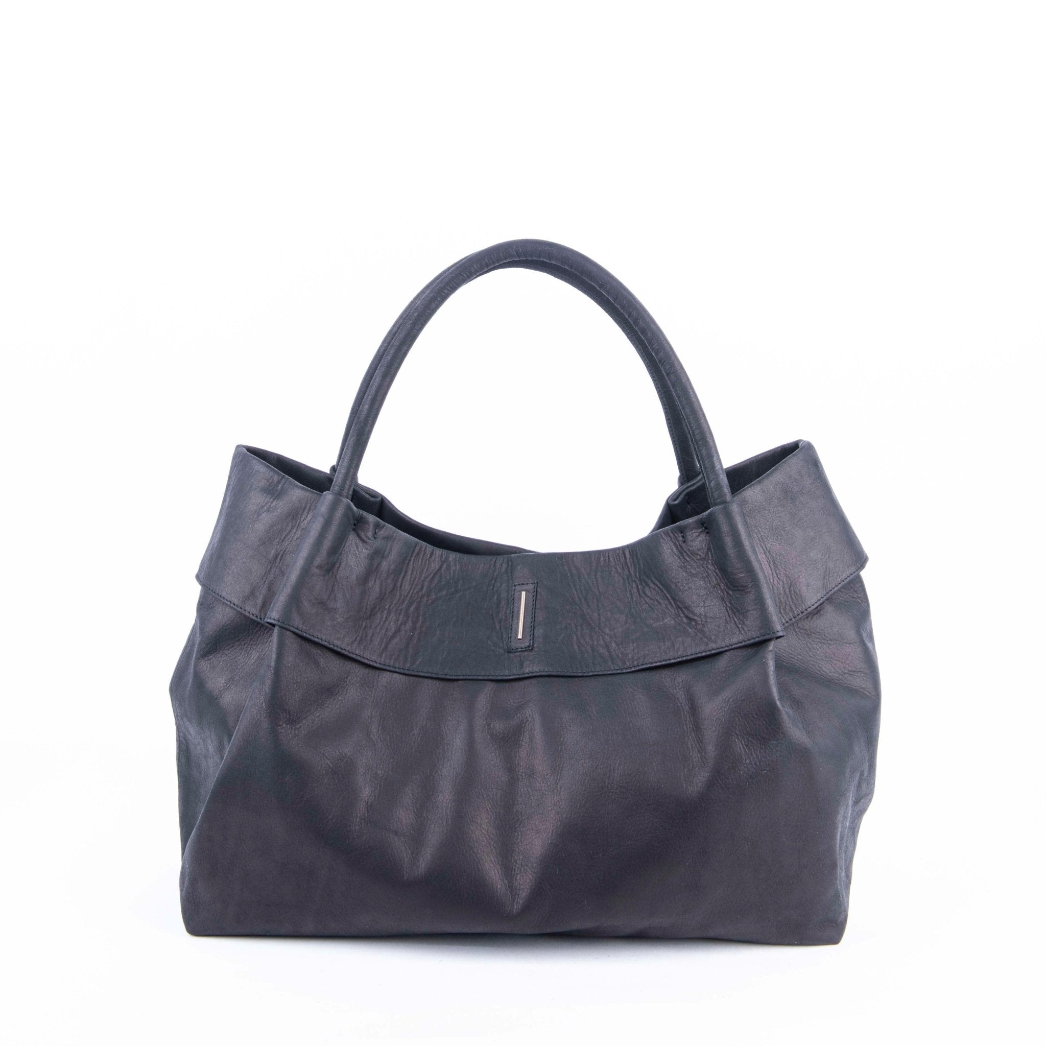 Grace cerata nera - borsa a spalla grande in pelle nera - Marta Ray