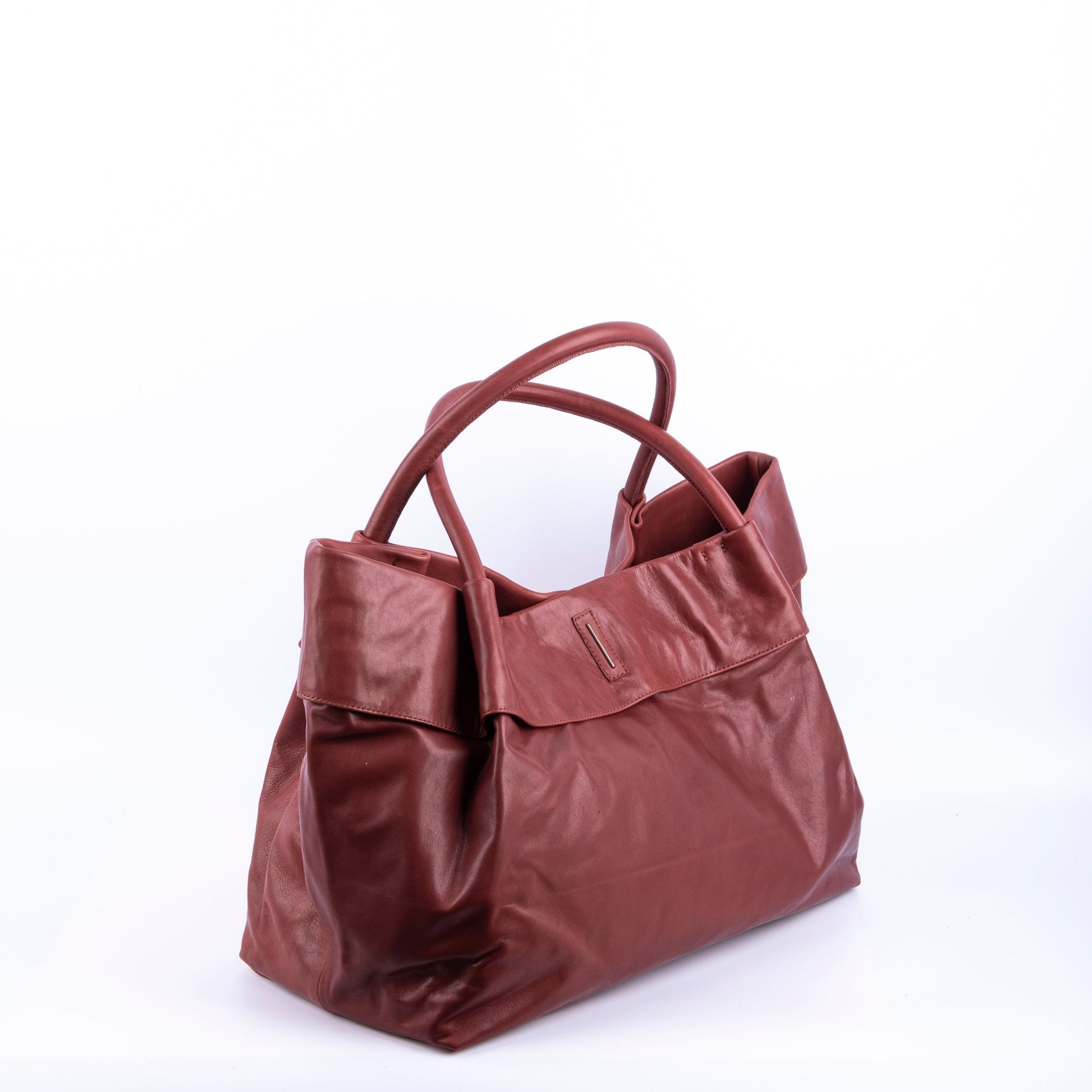 Grace mousse cuoio inglese - borsa a spalla grande in pelle marrone - Marta Ray