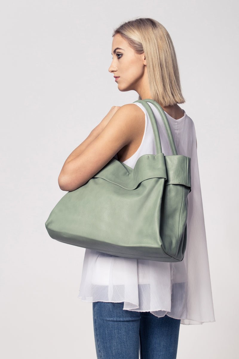Grace mousse cuoio inglese - borsa a spalla grande in pelle marrone - Marta Ray