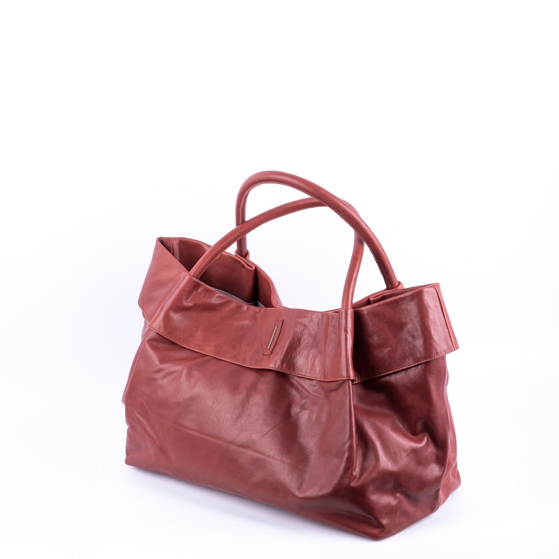 Grace mousse cuoio inglese - borsa a spalla grande in pelle marrone - Marta Ray