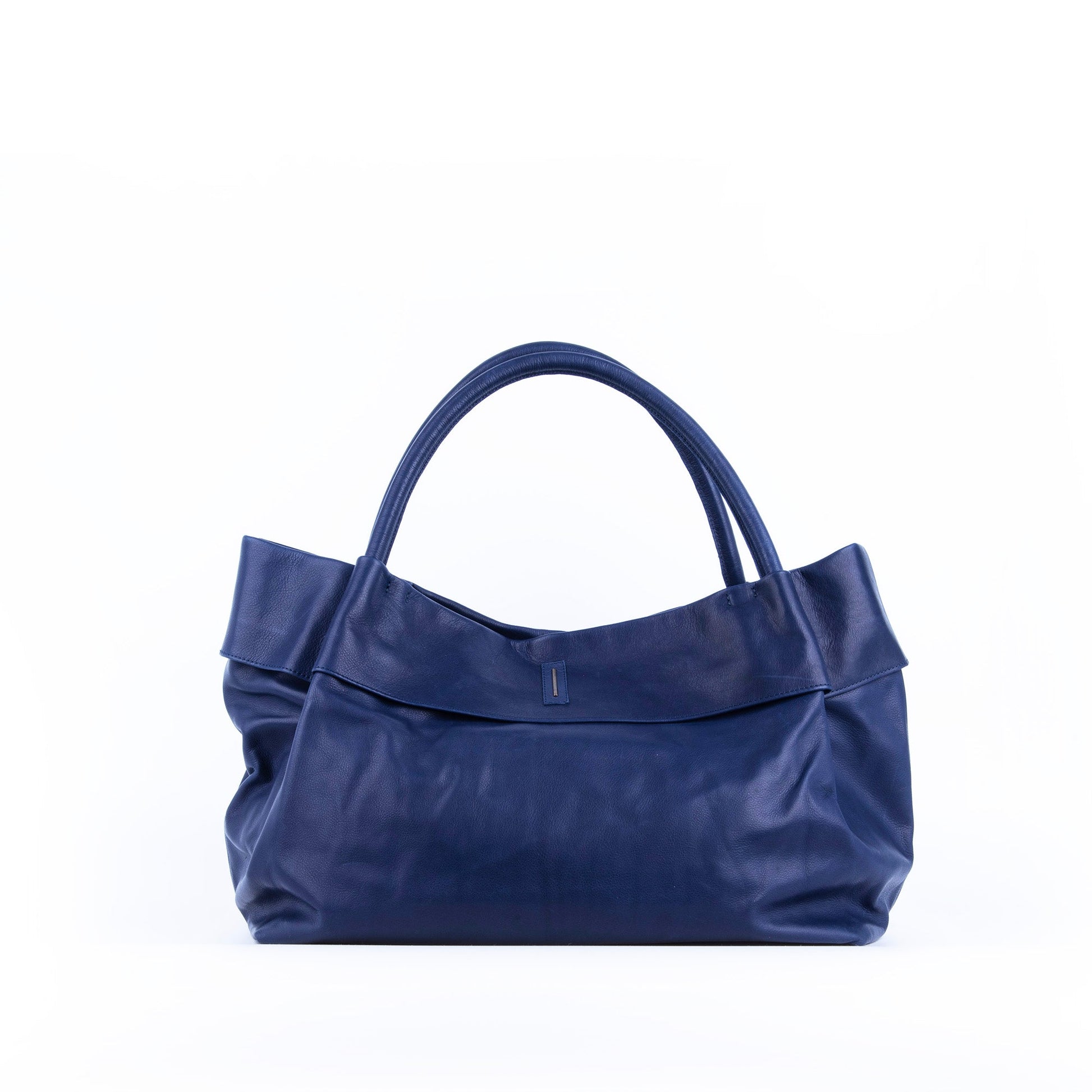 Grace mousse navy - borsa a spalla grande in pelle blu - Marta Ray