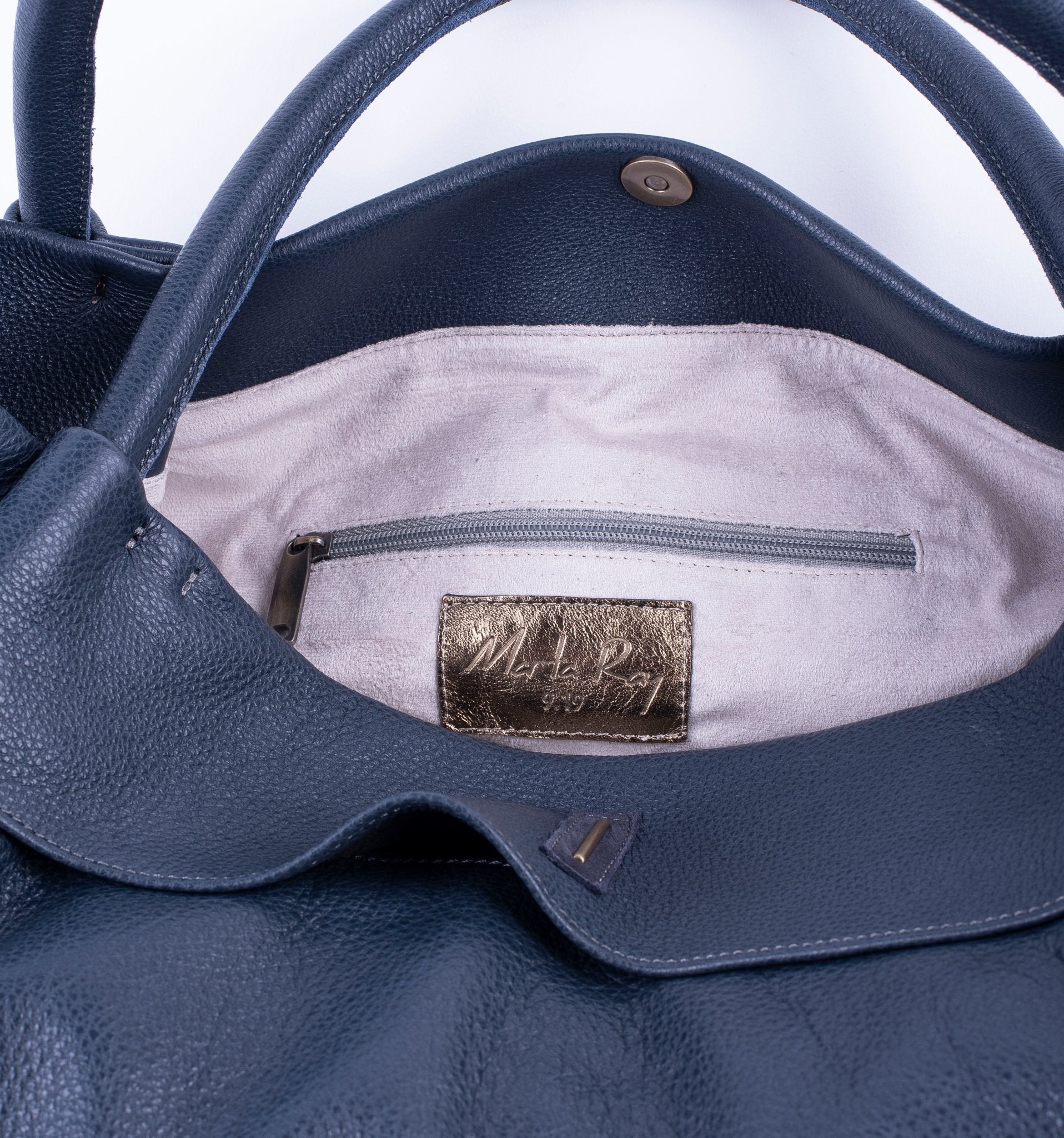Grace new york flag - borsa a spalla grande in pelle blu - Marta Ray