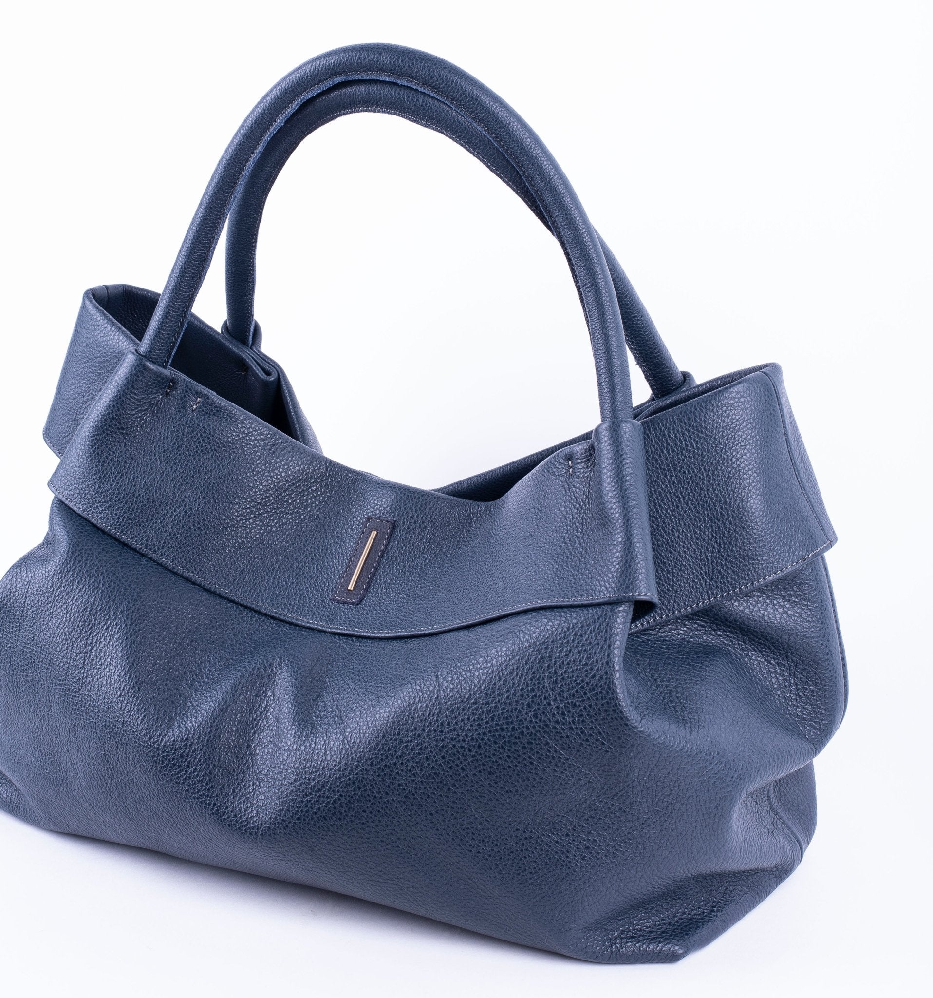 Grace new york flag - borsa a spalla grande in pelle blu - Marta Ray