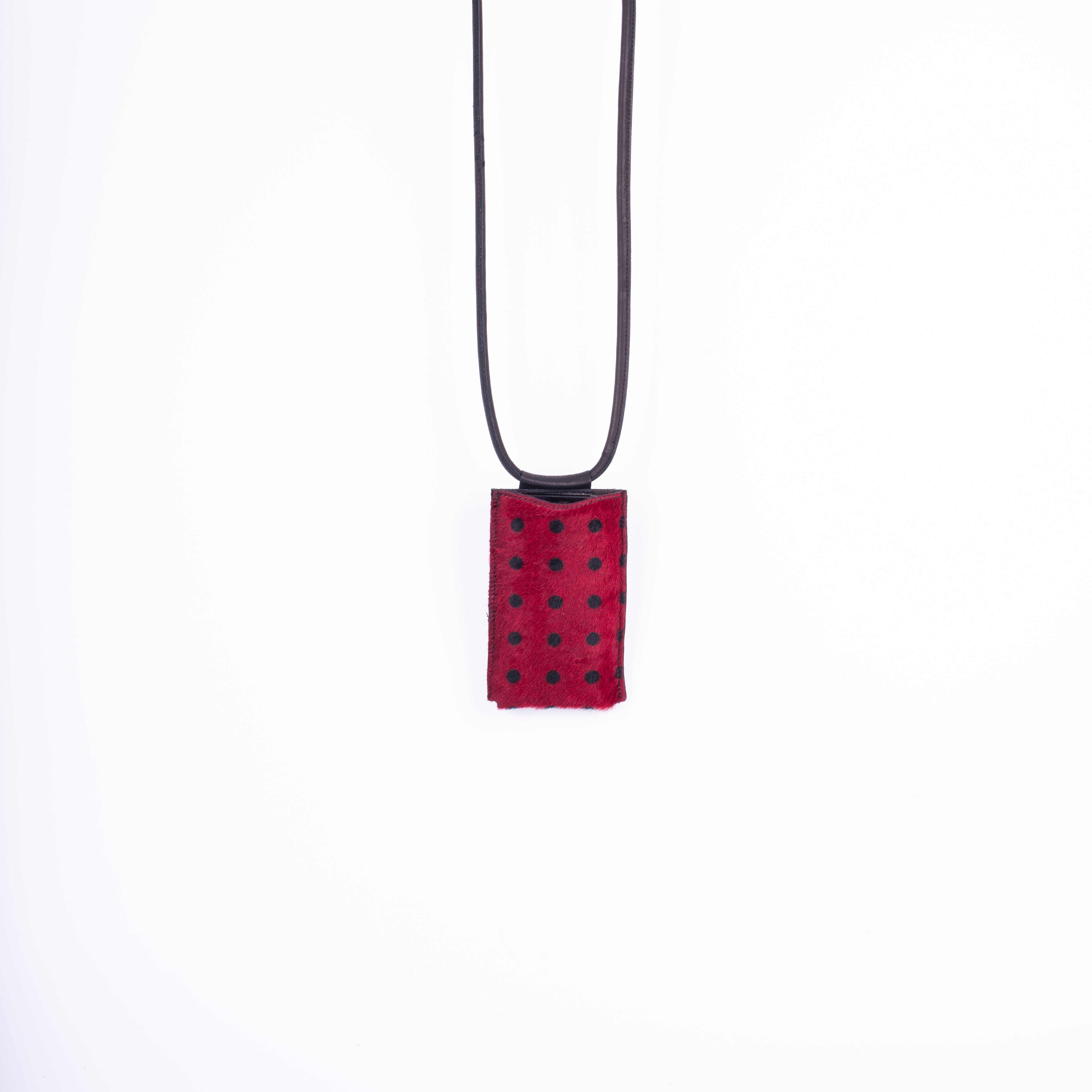 Ilde red pony with large polka dots - mobile phone holder in red pony with polka dots