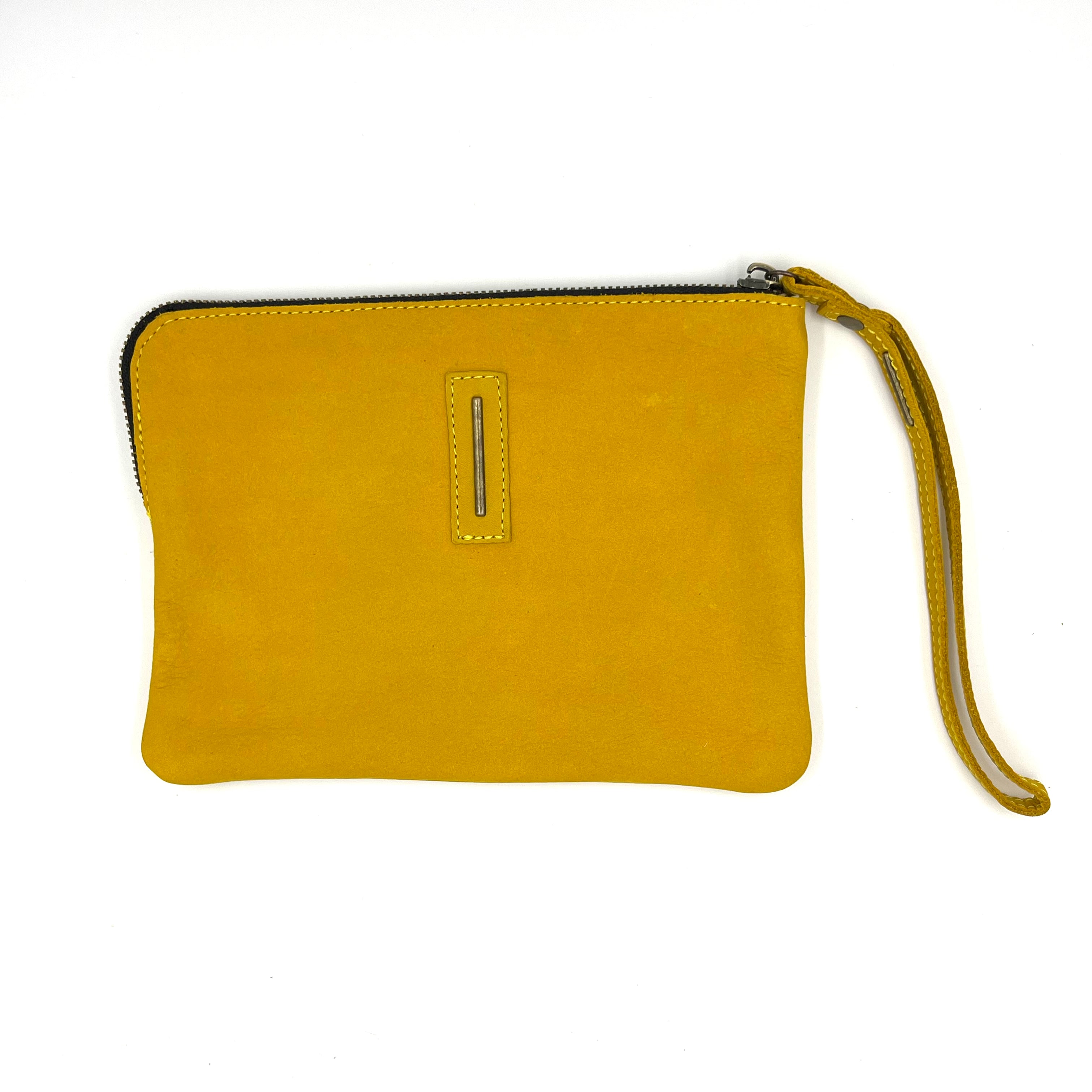 Pia Medium long beach saffron - yellow leather make-up bag