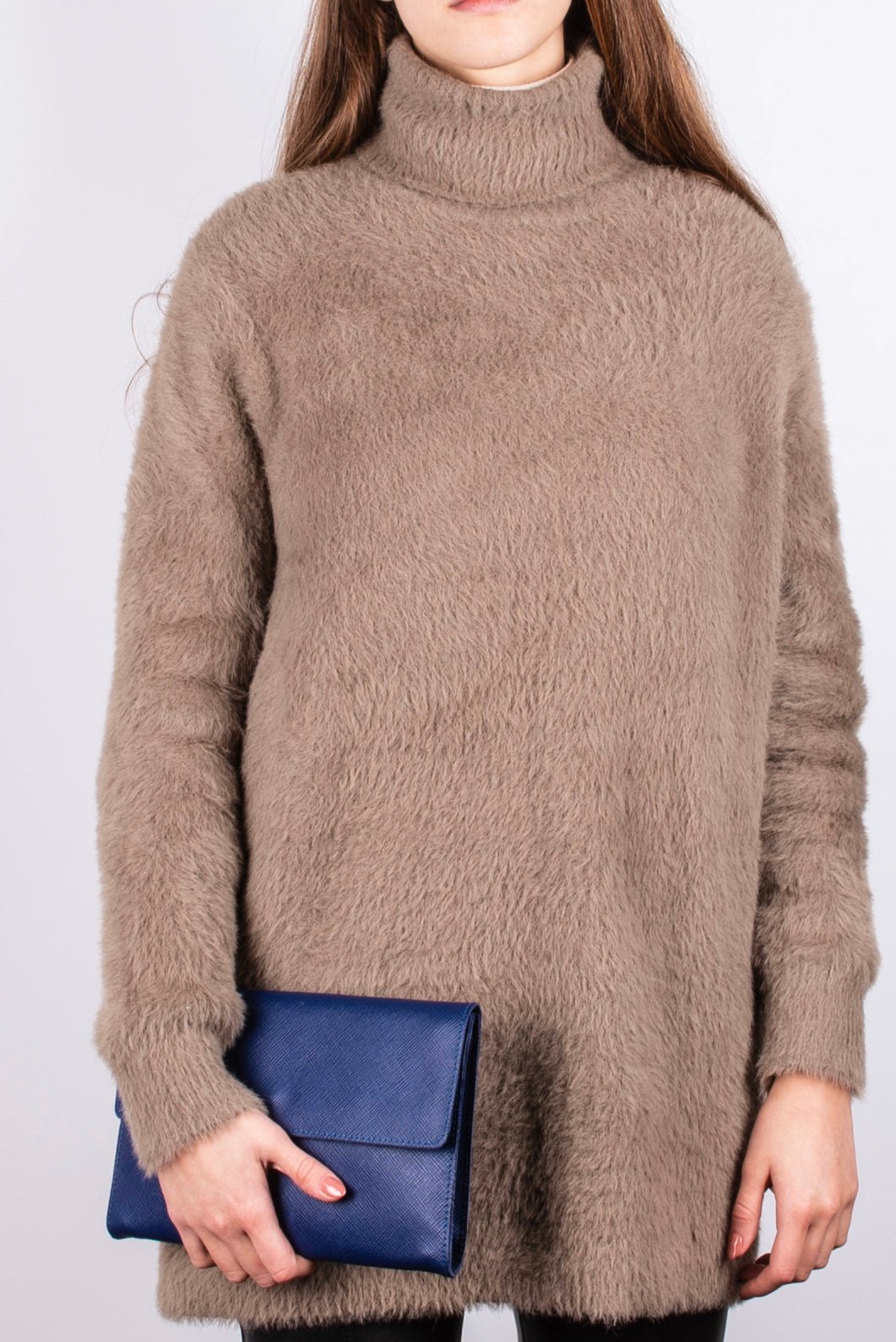 Isabell saffiano blu notte - pochette in pelle blu - Marta Ray
