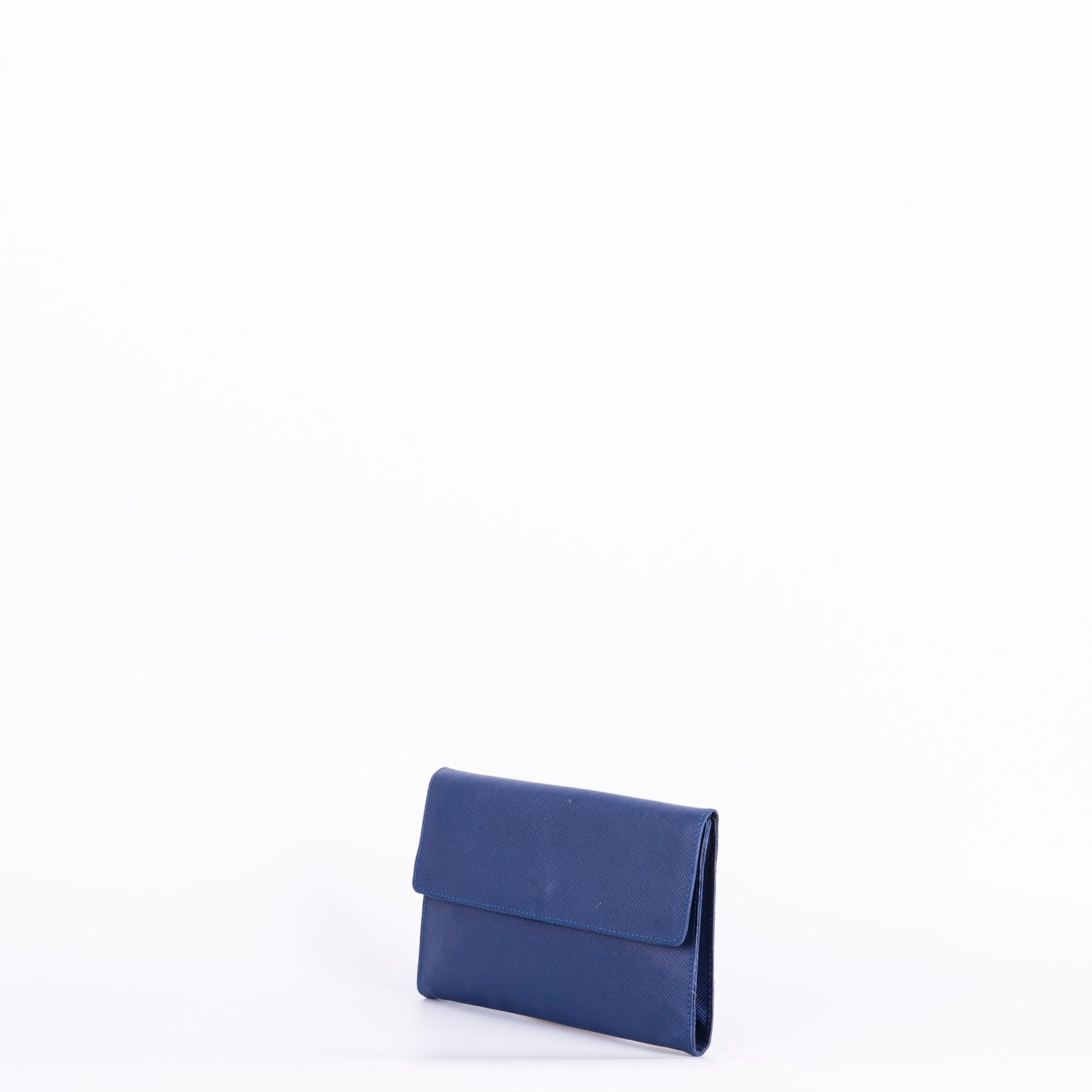 Isabell saffiano blu notte - pochette in pelle blu - Marta Ray