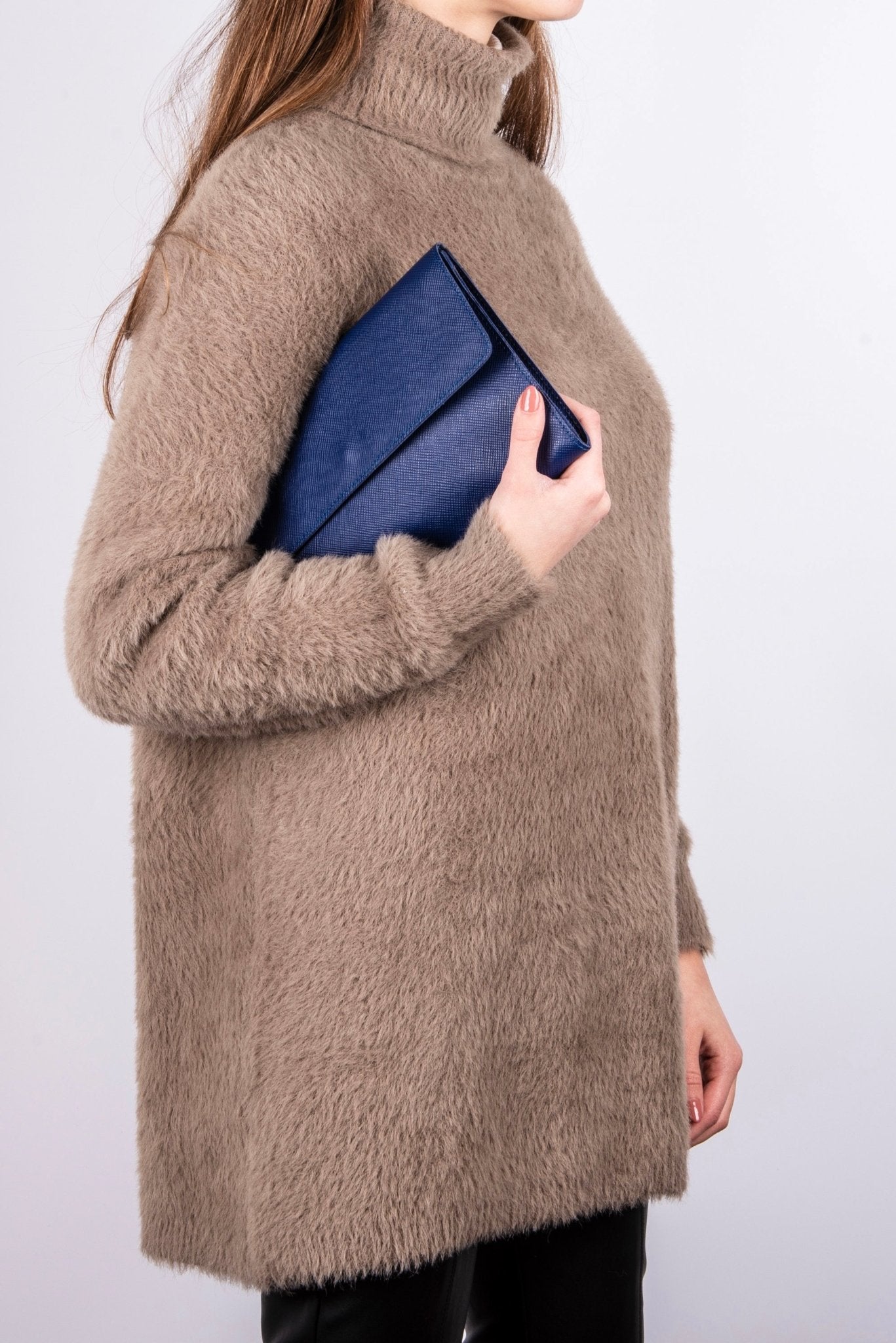Isabell saffiano blu notte - pochette in pelle blu - Marta Ray