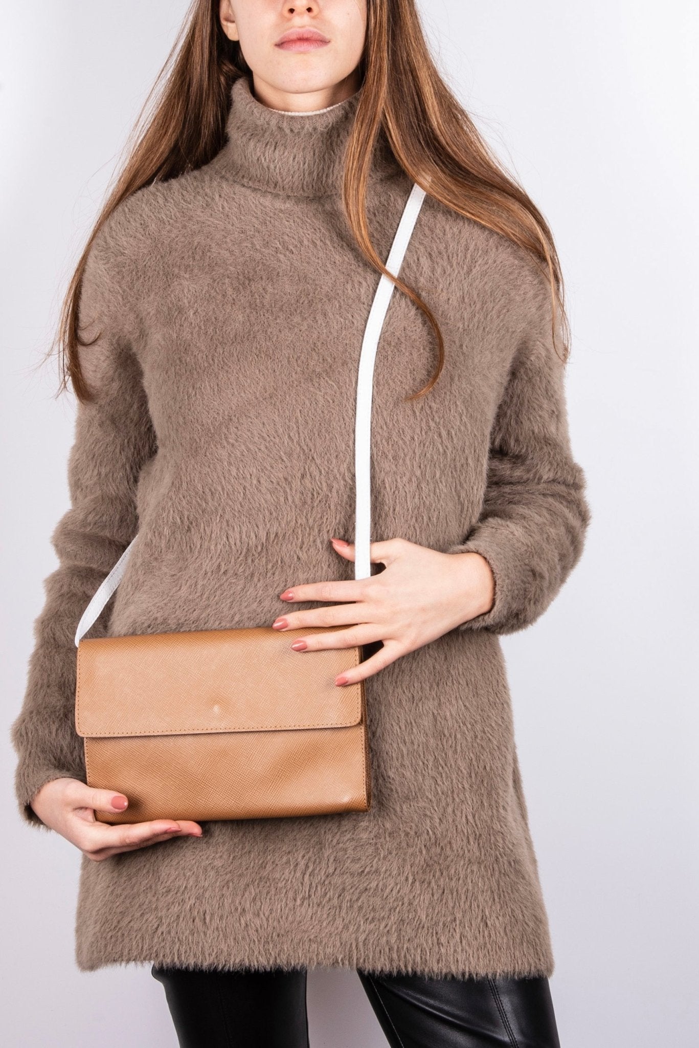 Isabell saffiano cuoio - pochette in pelle marrone - Marta Ray