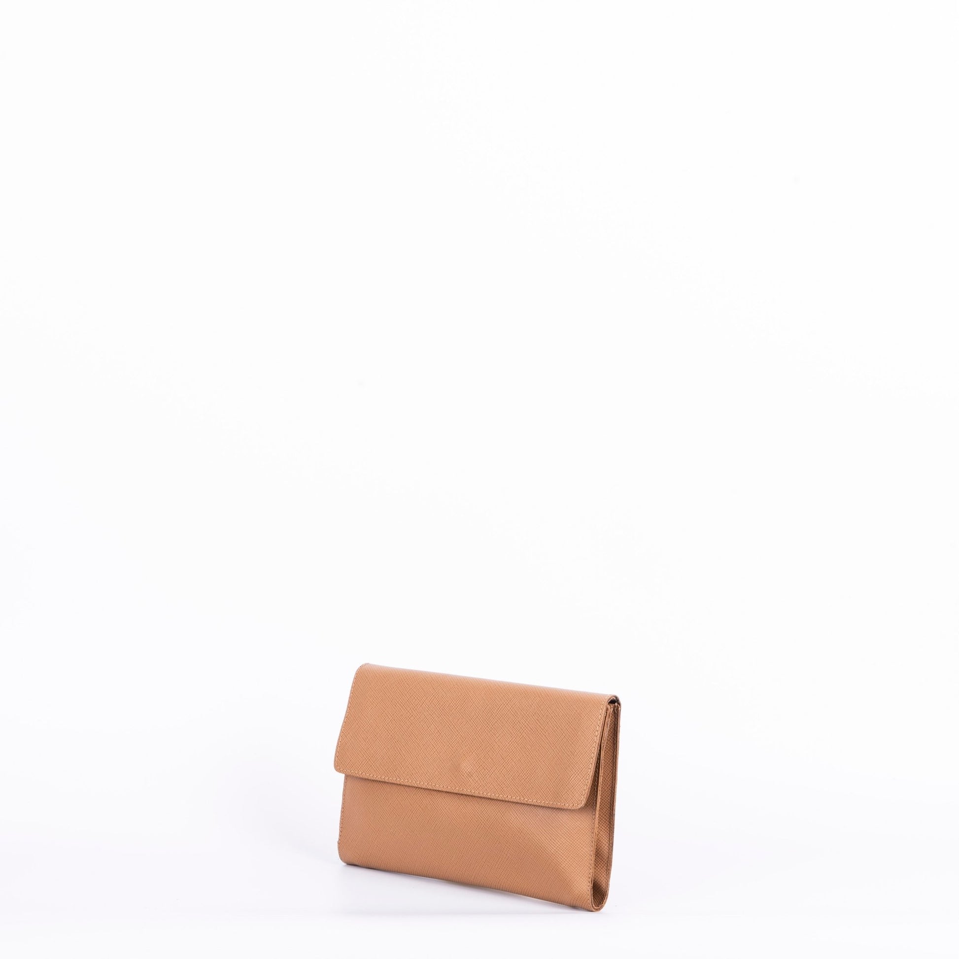 Isabell saffiano cuoio - pochette in pelle marrone - Marta Ray