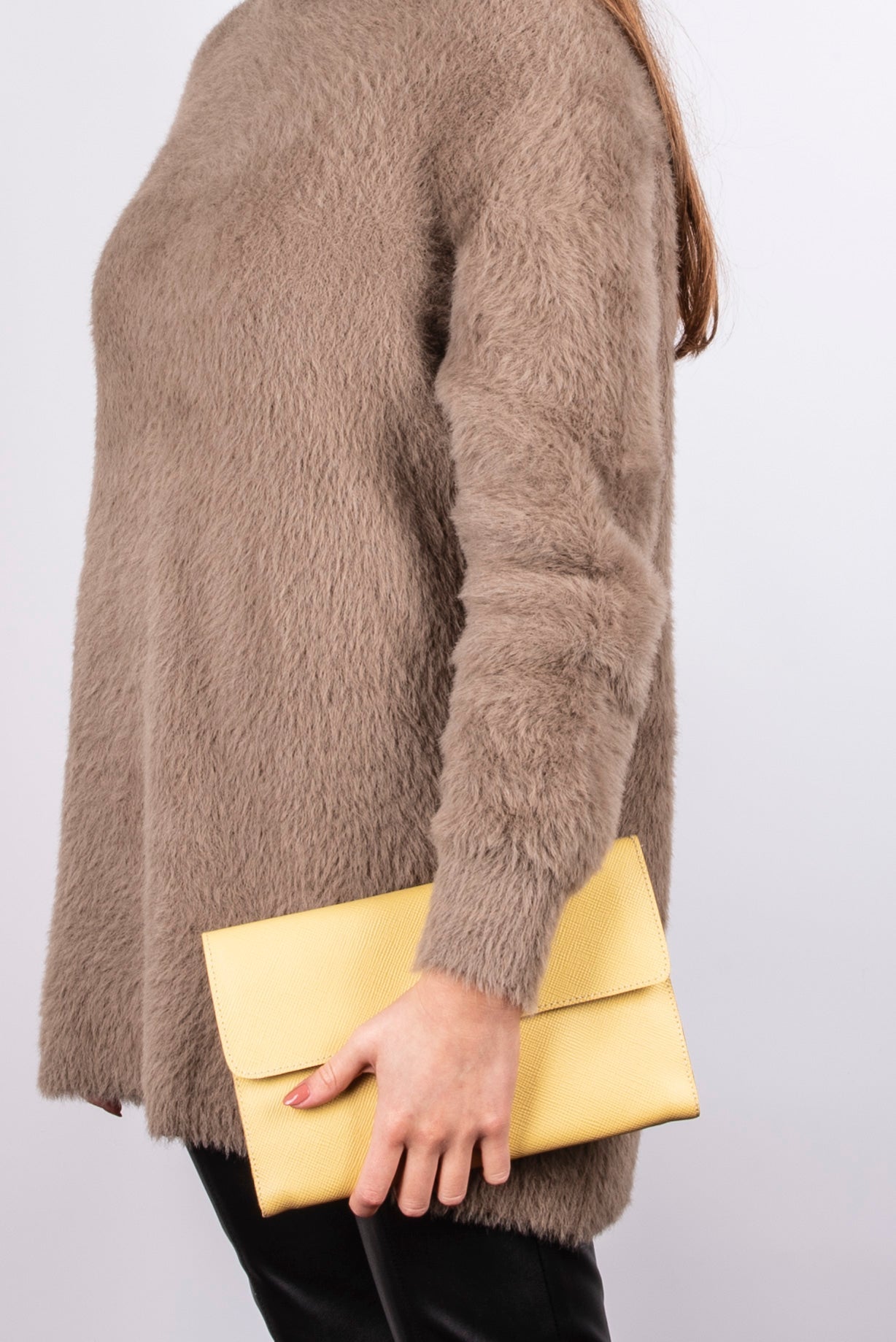 Isabell saffiano giallo - pochette in pelle gialla - Marta Ray