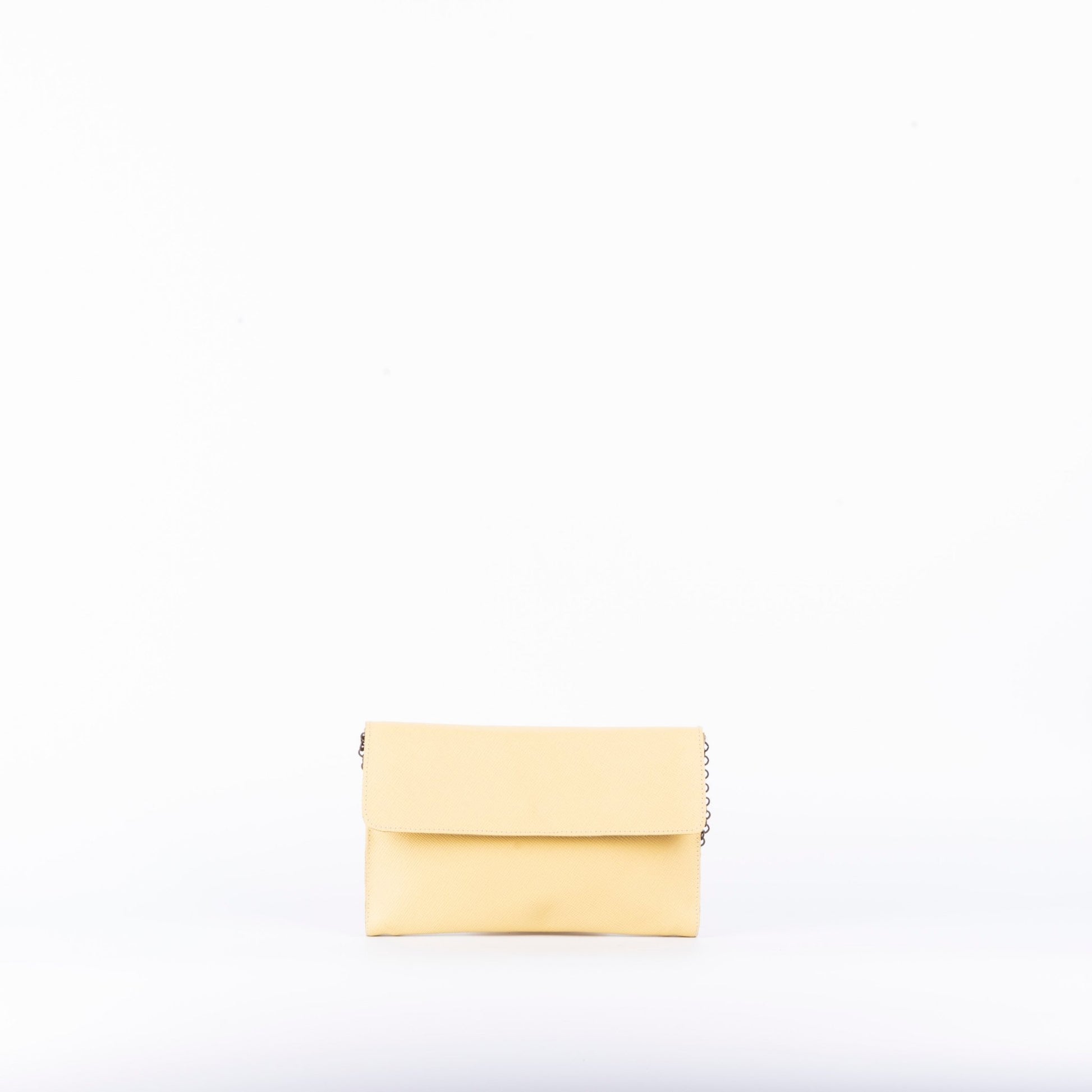 Isabell saffiano giallo - pochette in pelle gialla - Marta Ray
