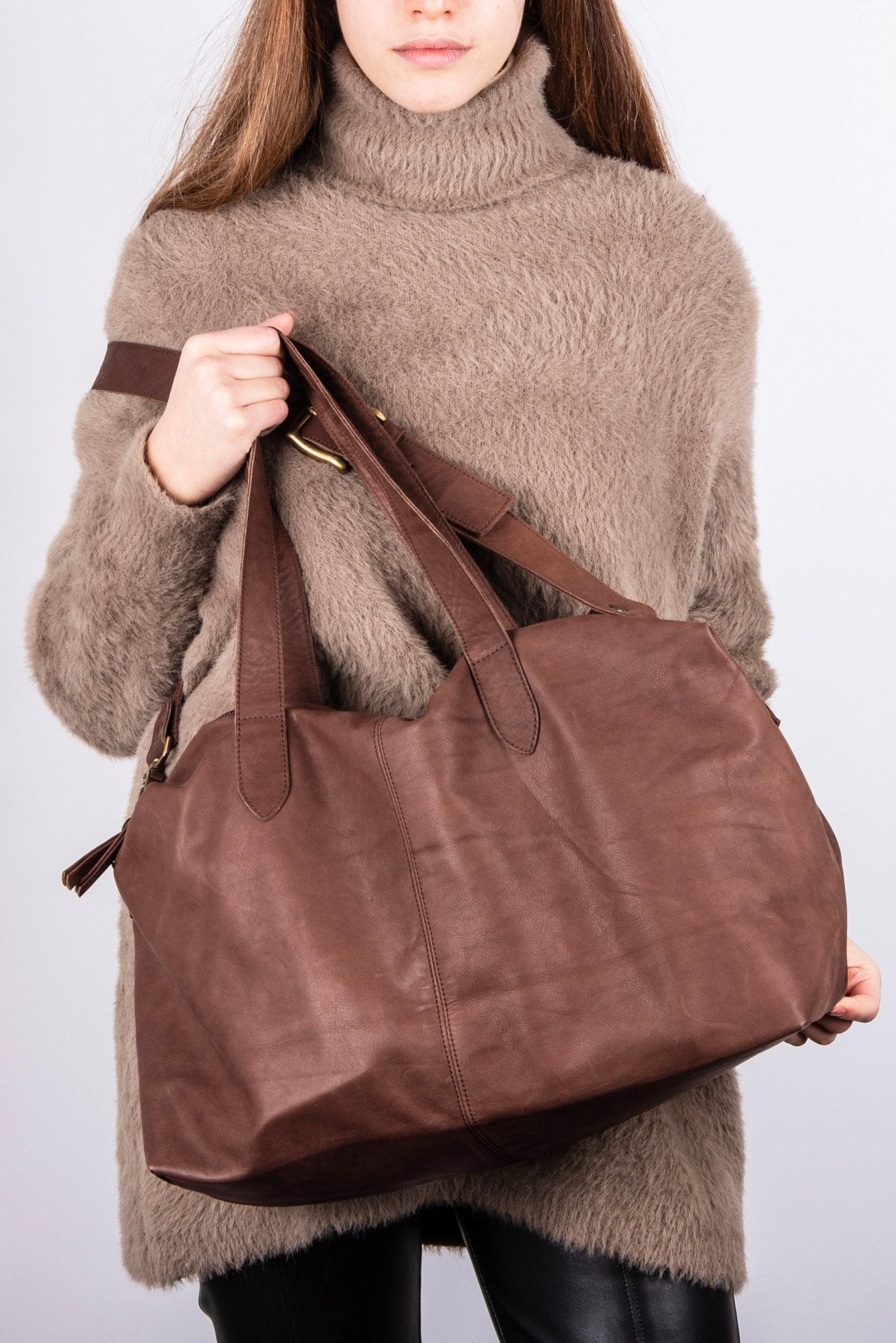 Judy cerato cioccolato - borsa grande a tracolla in pelle marrone - Marta Ray