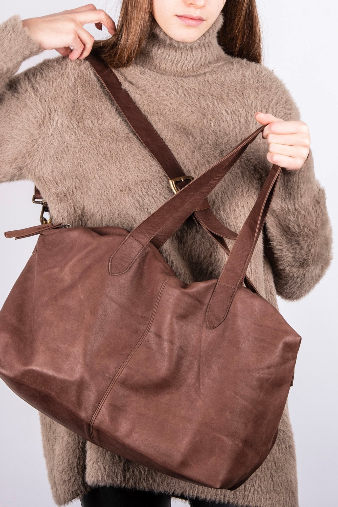 Judy cerato cioccolato - borsa grande a tracolla in pelle marrone - Marta Ray