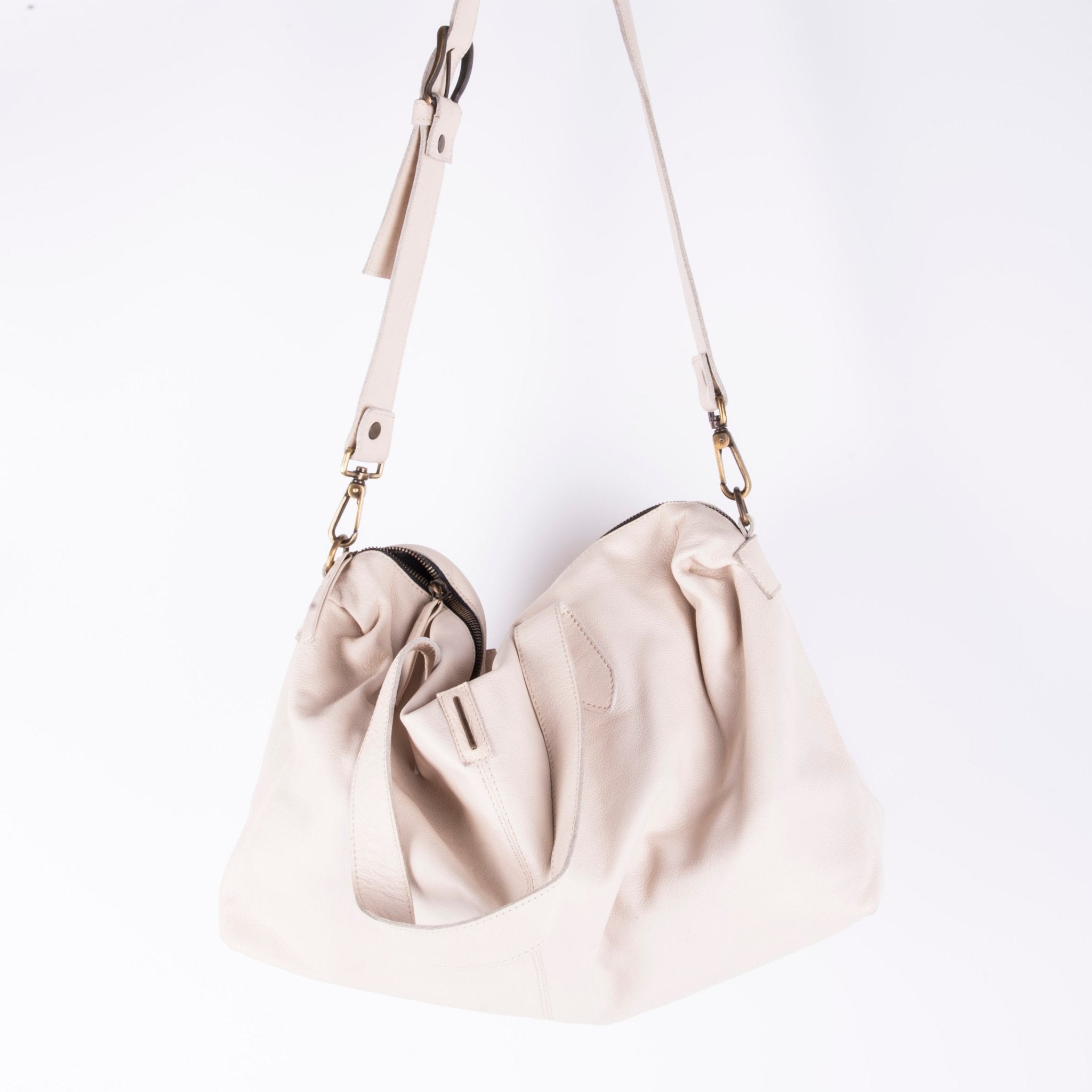 Judy mousse latte macchiato - borsa grande a tracolla in pelle bianca - Marta Ray
