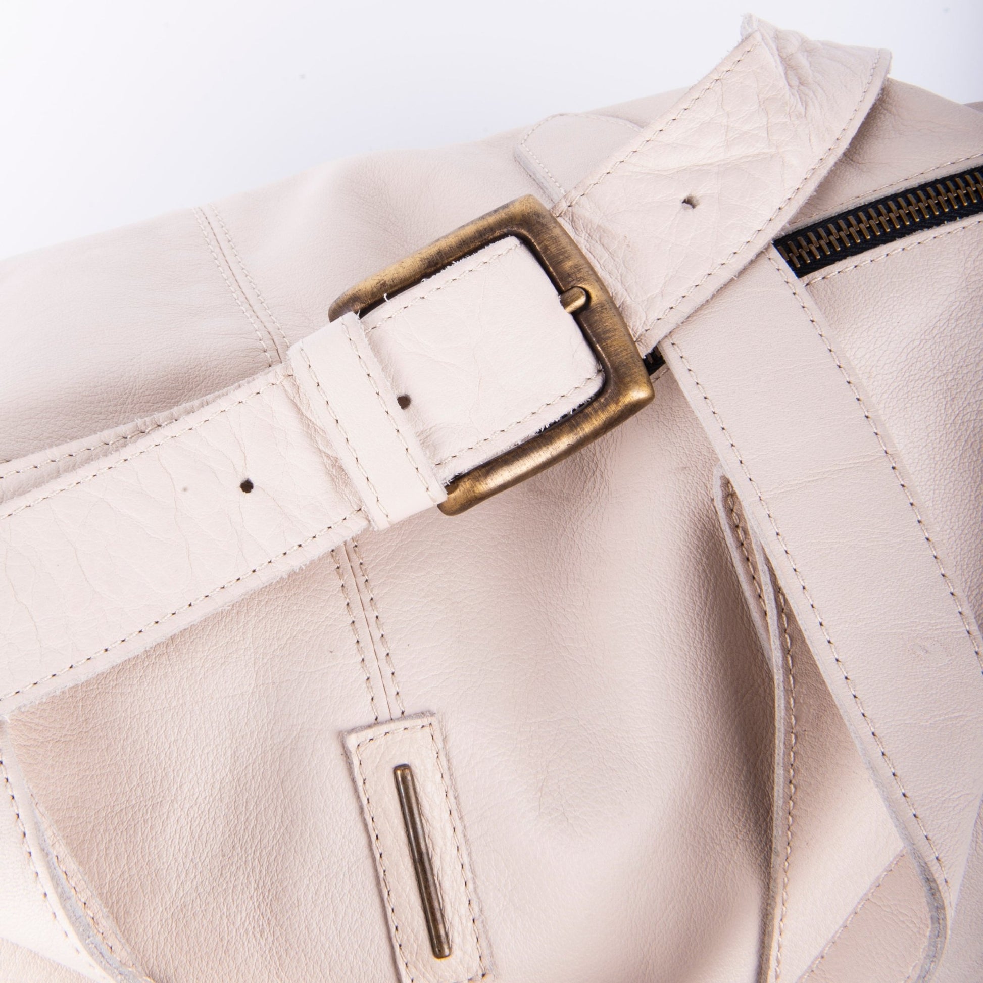Judy mousse latte macchiato - borsa grande a tracolla in pelle bianca - Marta Ray