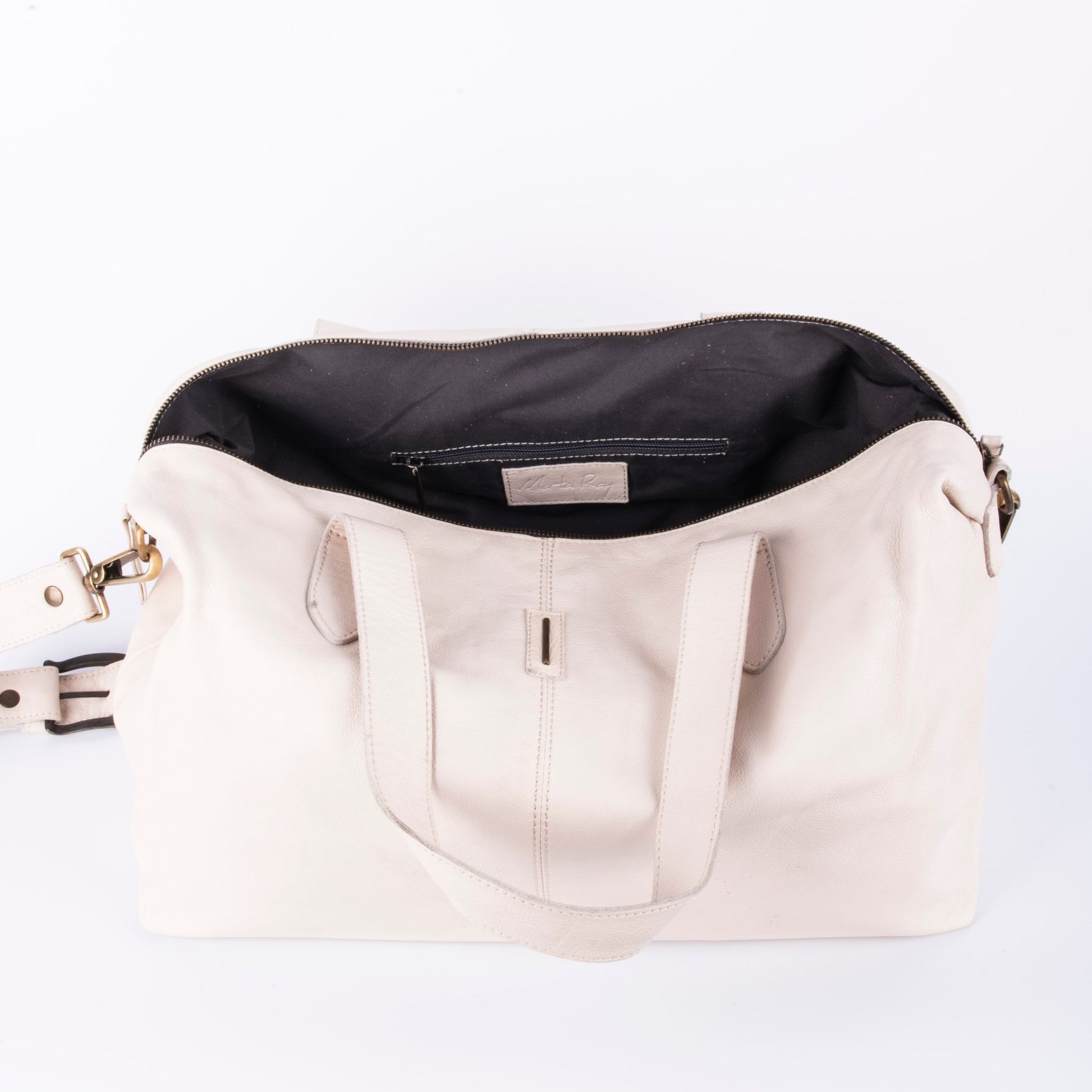 Judy mousse latte macchiato - borsa grande a tracolla in pelle bianca - Marta Ray