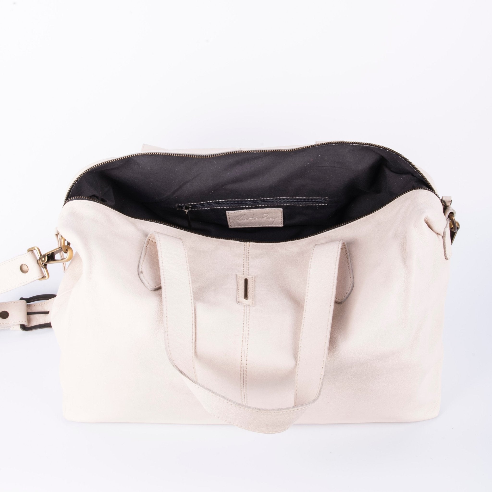 Judy mousse latte macchiato - borsa grande a tracolla in pelle bianca - Marta Ray