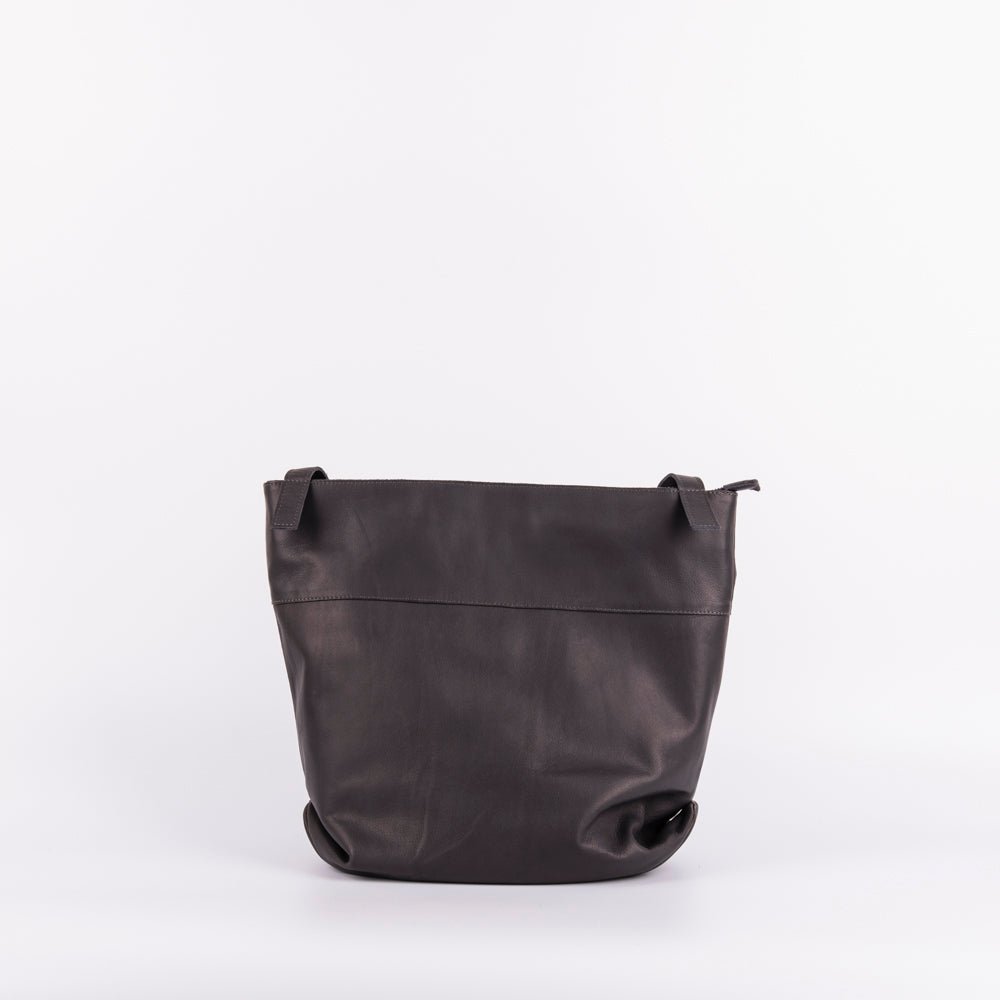 Julie mousse dark grey - borsa a spalla grande in pelle grigia - Marta Ray