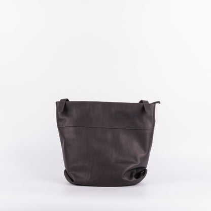 Julie mousse dark grey - borsa a spalla grande in pelle grigia - Marta Ray