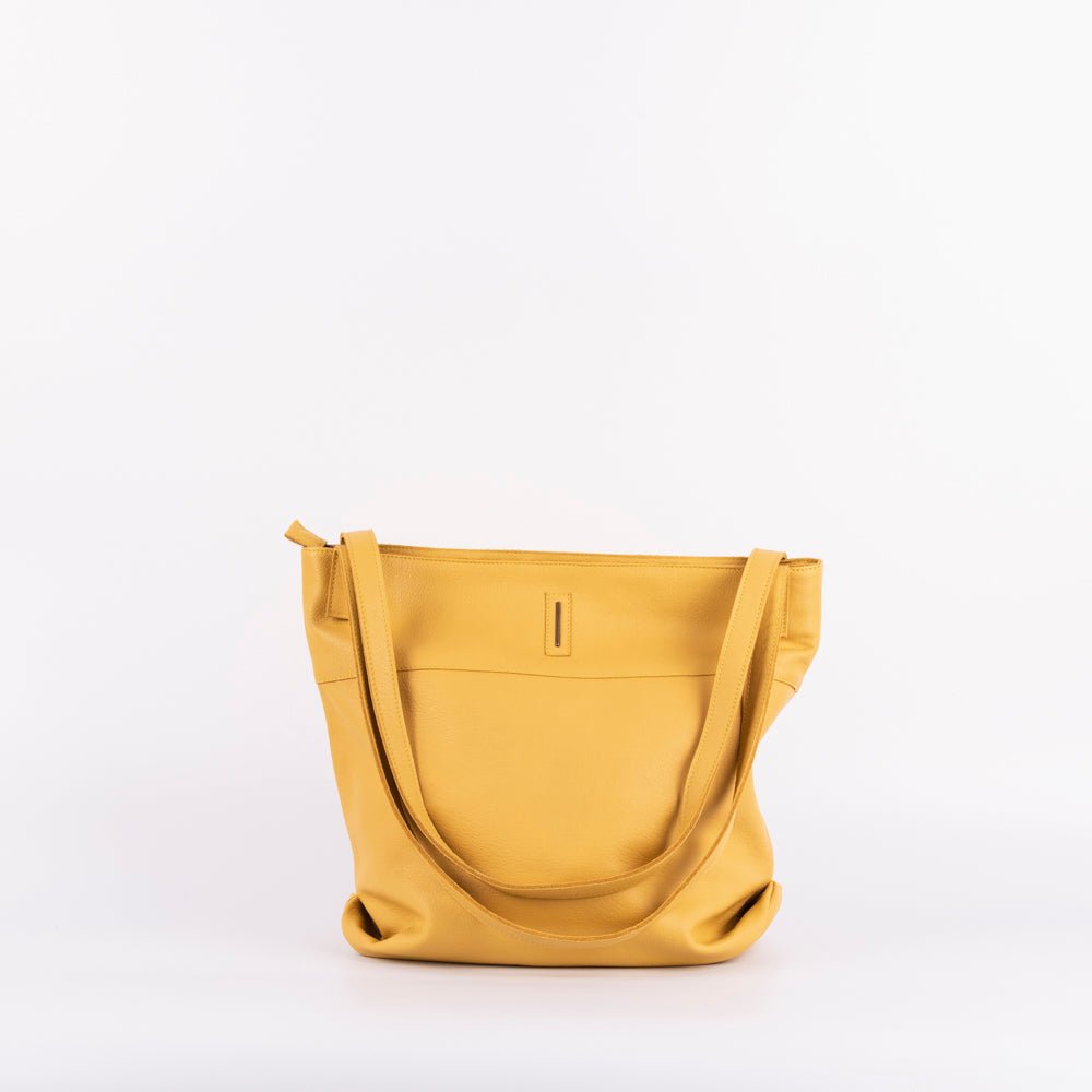 Julie mousse sole - borsa a spalla grande in pelle gialla - Marta Ray