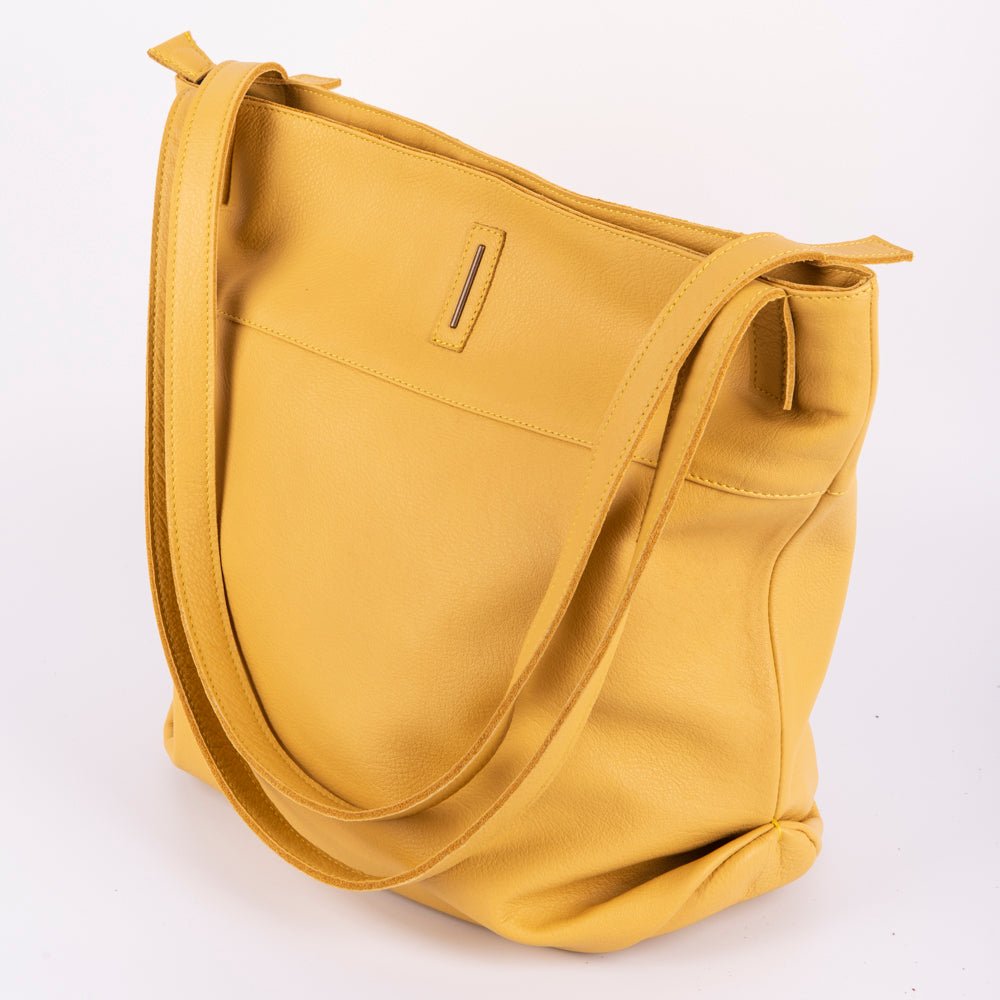 Julie mousse sole - borsa a spalla grande in pelle gialla - Marta Ray