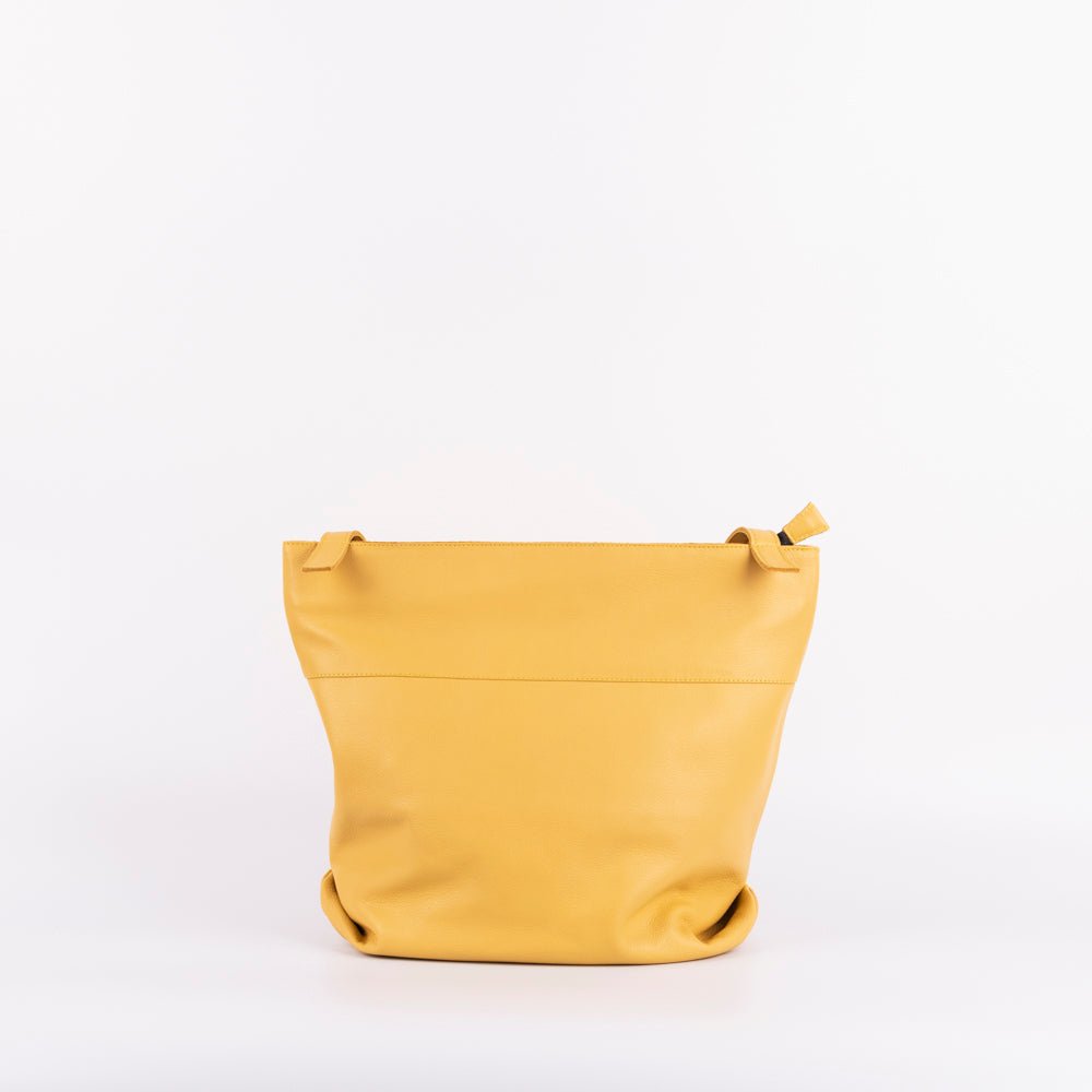 Julie mousse sole - borsa a spalla grande in pelle gialla - Marta Ray