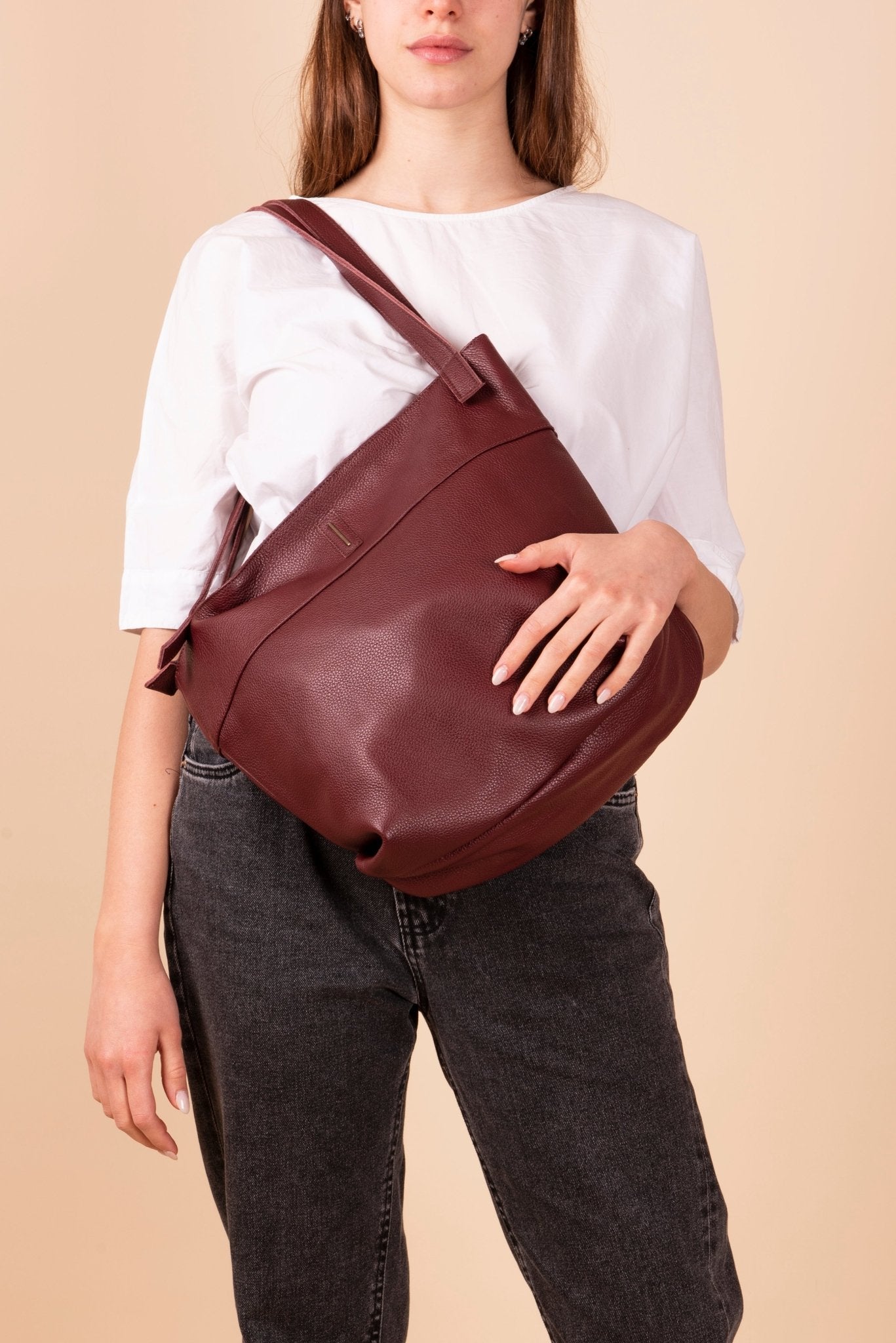 Julie new york - borsa a spalla grande in pelle rubino - Marta Ray