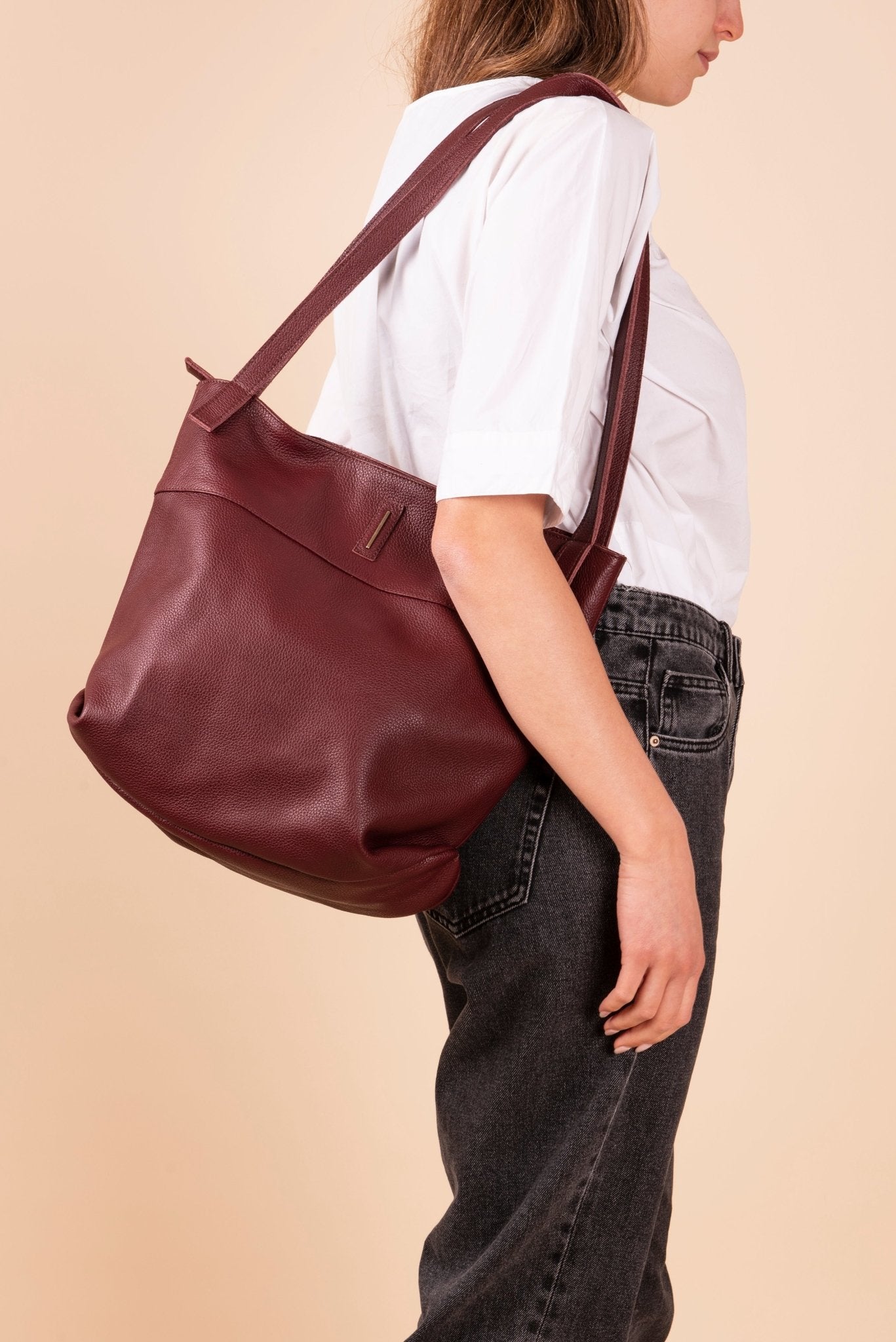 Julie new york - borsa a spalla grande in pelle rubino - Marta Ray