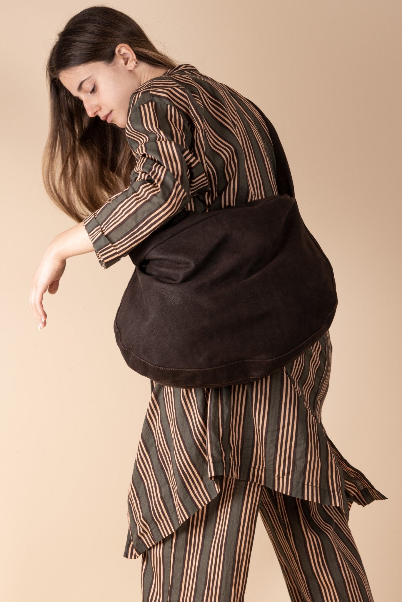 June long beach tam - borsa a tracolla in pelle scamosciata marrone - Marta Ray
