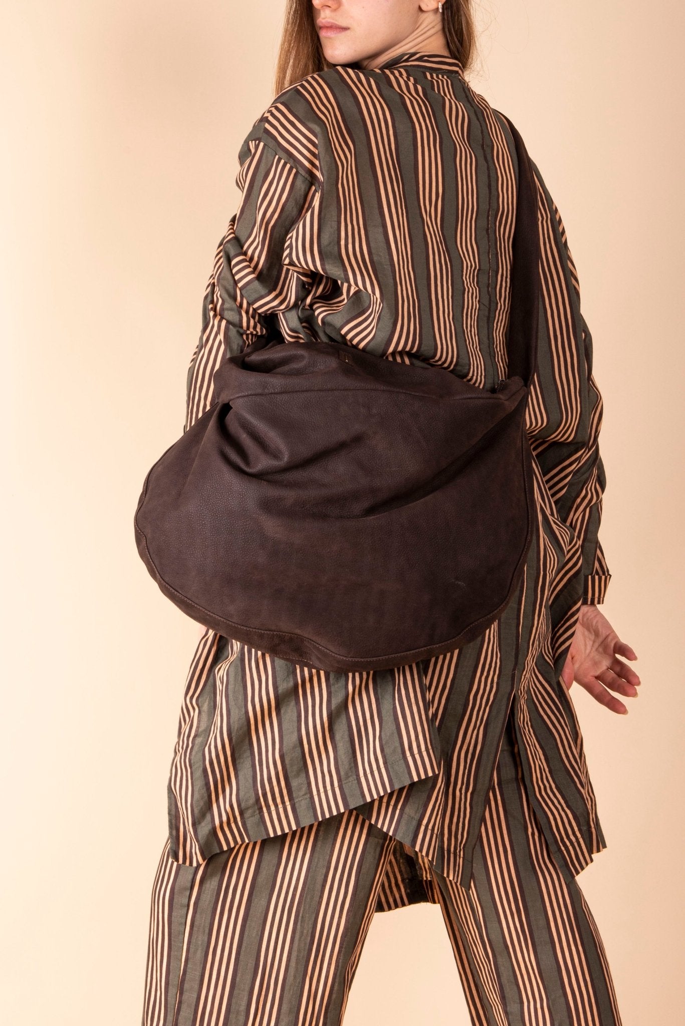 June long beach tam - borsa a tracolla in pelle scamosciata marrone - Marta Ray