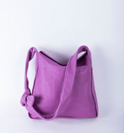 Kaori mousse bouganville - borsa a spalla media in pelle con nodo viola - Marta Ray